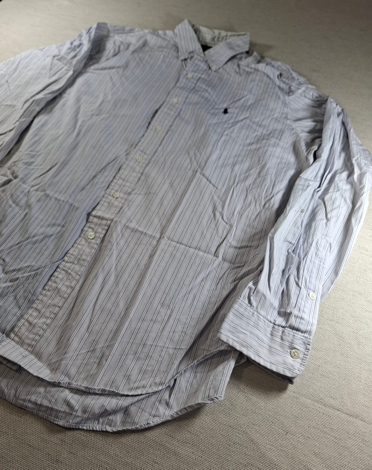 001444 – Polo Ralph Lauren Shirt – Blue/White Stripe, Size L