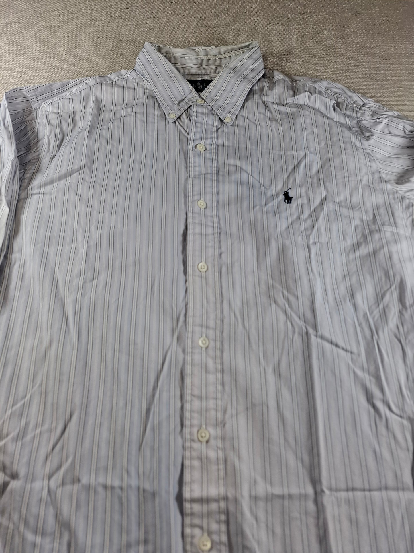 001444 – Polo Ralph Lauren Shirt – Blue/White Stripe, Size L