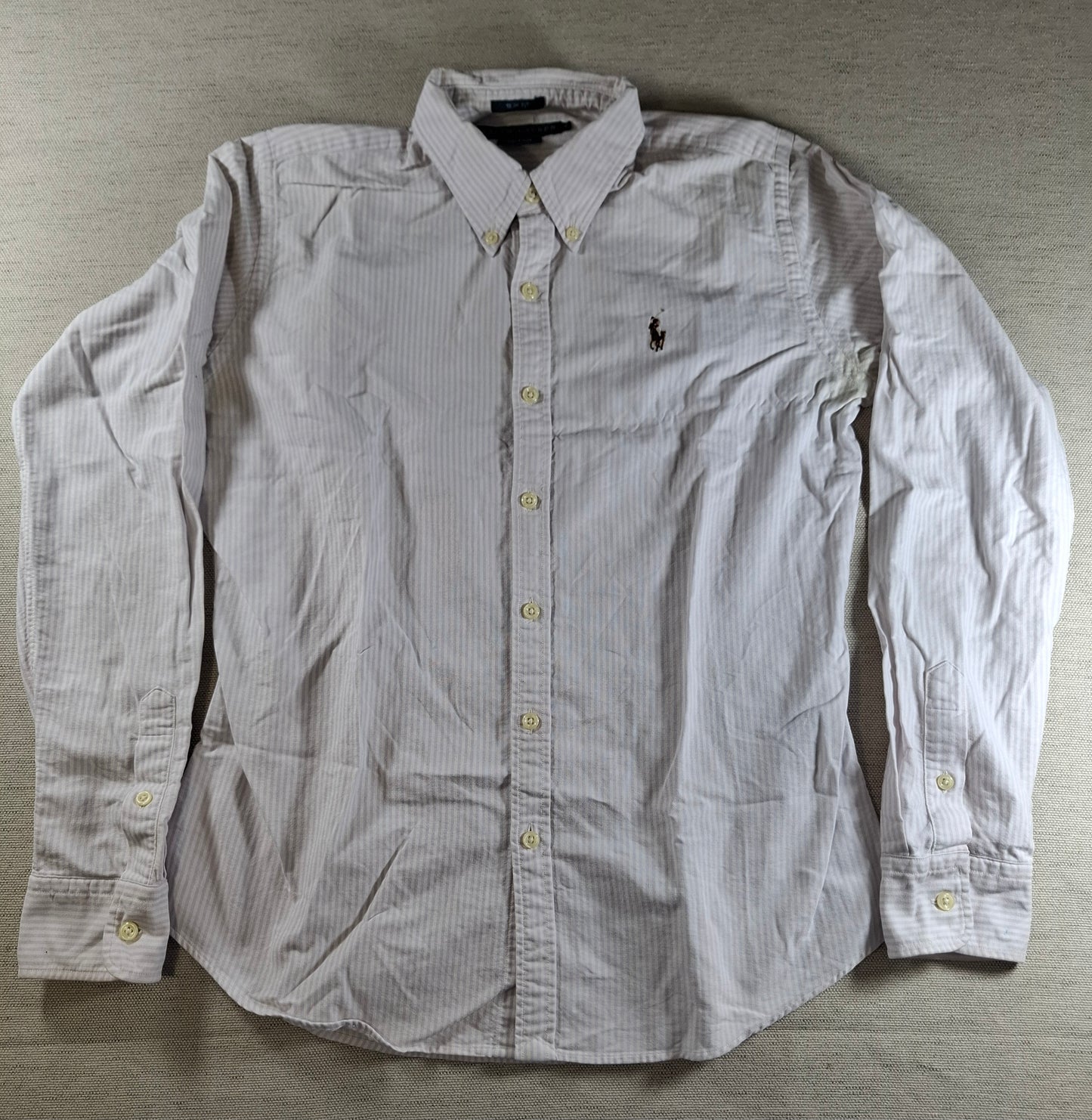 001445 – Polo Ralph Lauren Shirt – Lilac/White Stripe, Size Women's US 8