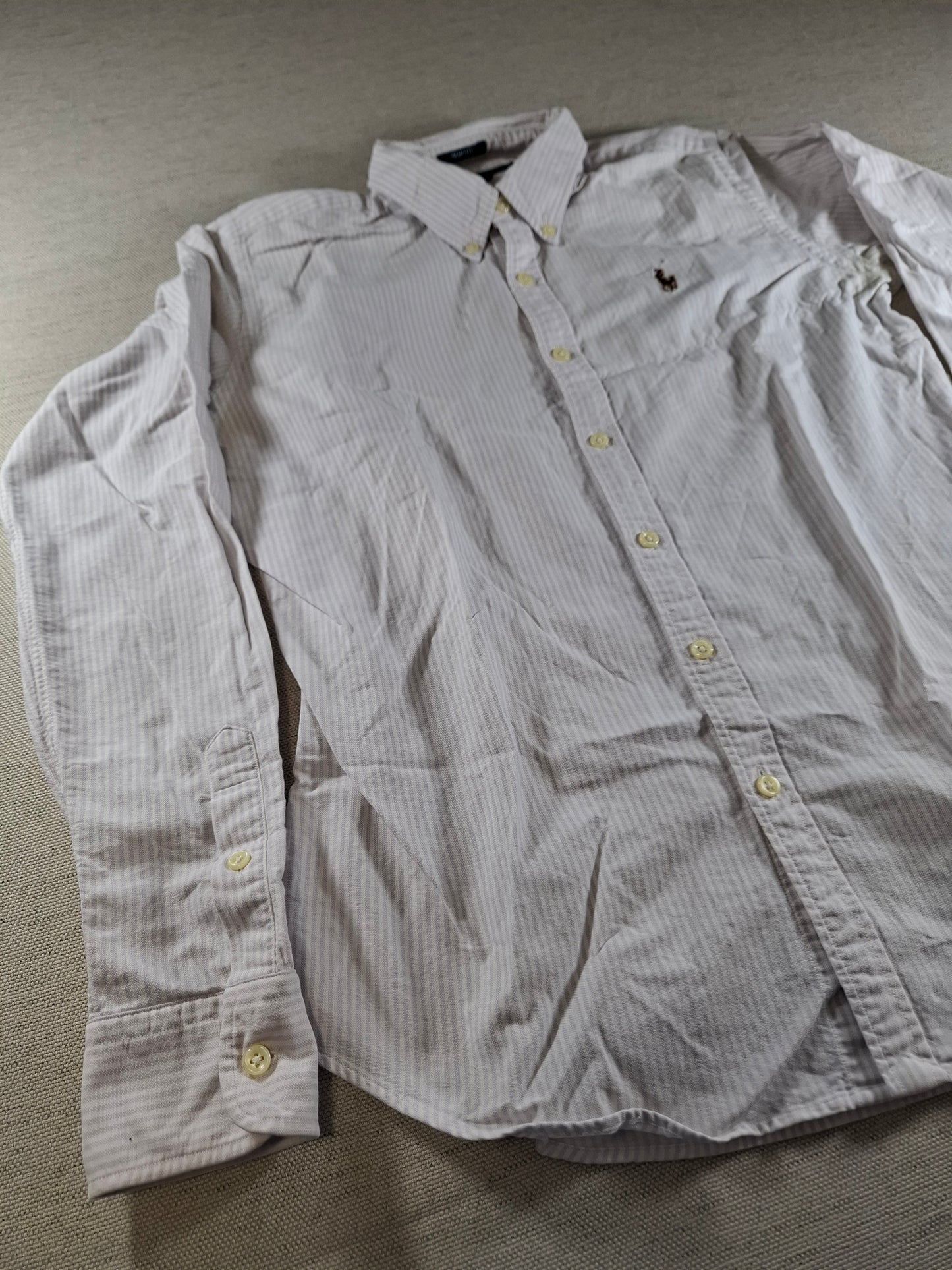 001445 – Polo Ralph Lauren Shirt – Lilac/White Stripe, Size Women's US 8