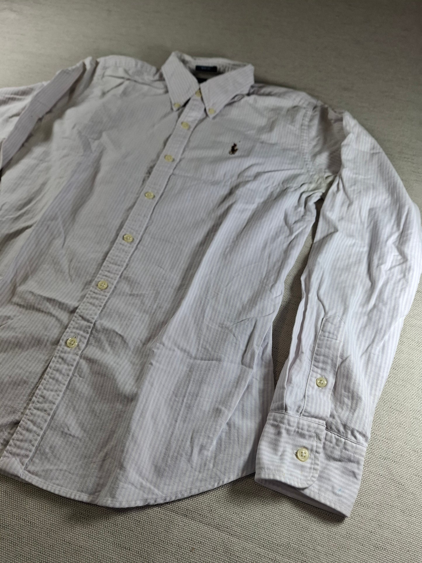 001445 – Polo Ralph Lauren Shirt – Lilac/White Stripe, Size Women's US 8