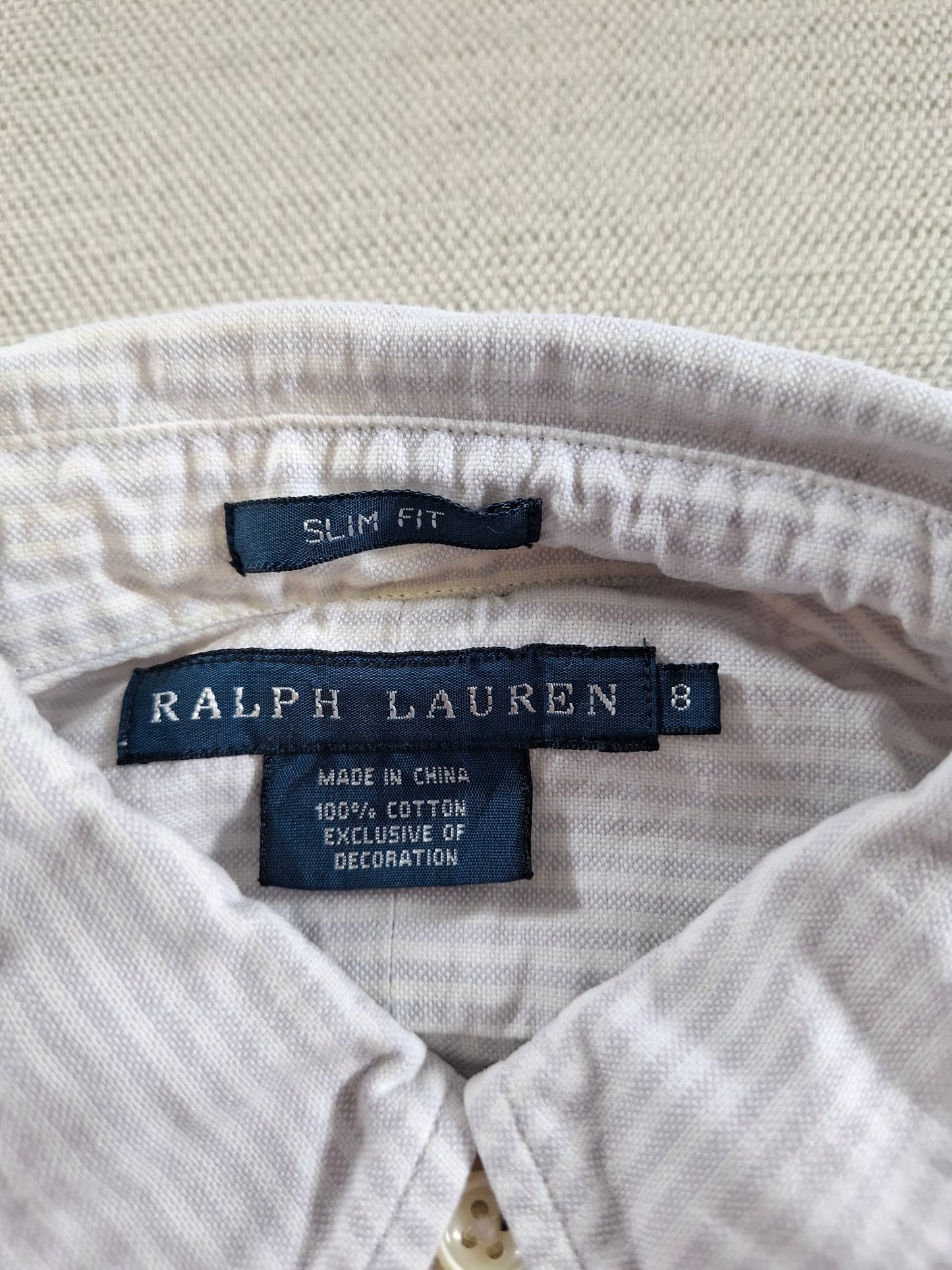 001445 – Polo Ralph Lauren Shirt – Lilac/White Stripe, Size Women's US 8