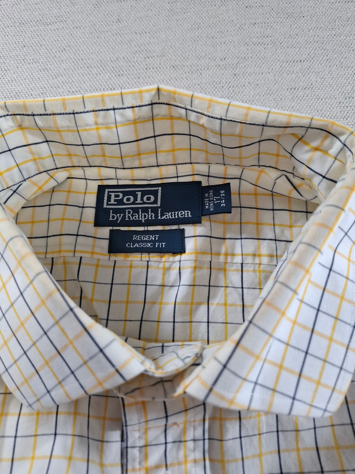 001447 – Polo Ralph Lauren Shirt – Blue/White Stripe, Size Collar 17, Sleeve 34/35