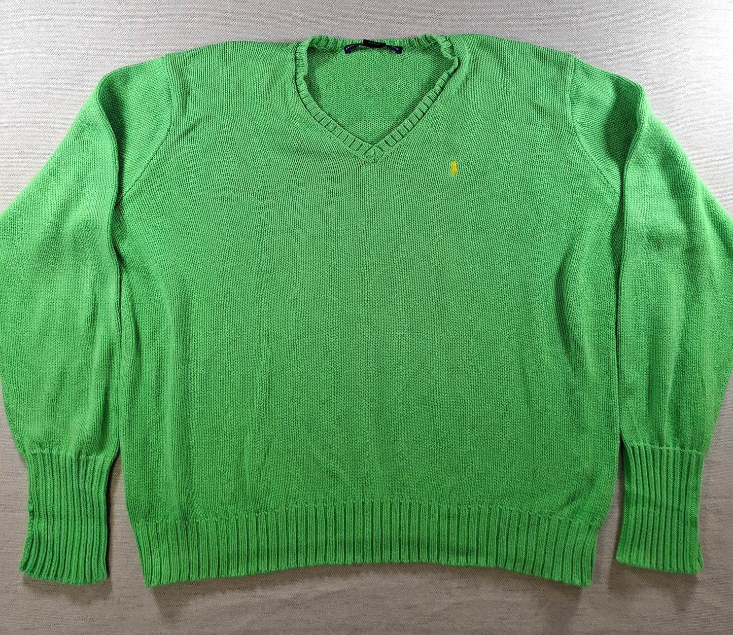 001468 – Polo Ralph Lauren V-neck Sweater – Green, Size L
