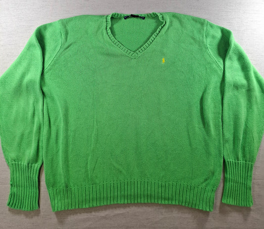 001468 – Polo Ralph Lauren V-neck Sweater – Green, Size L