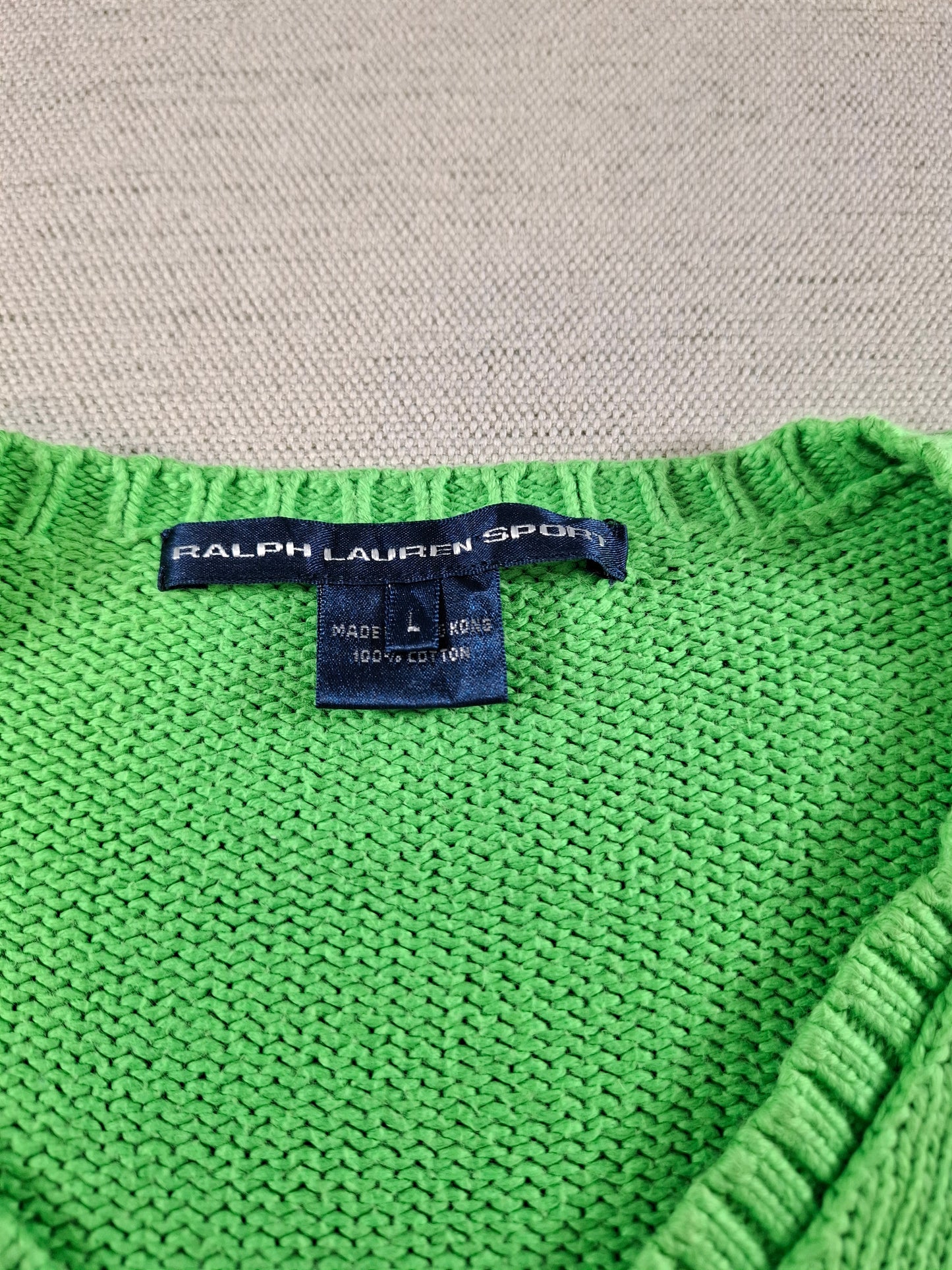 001468 – Polo Ralph Lauren V-neck Sweater – Green, Size L