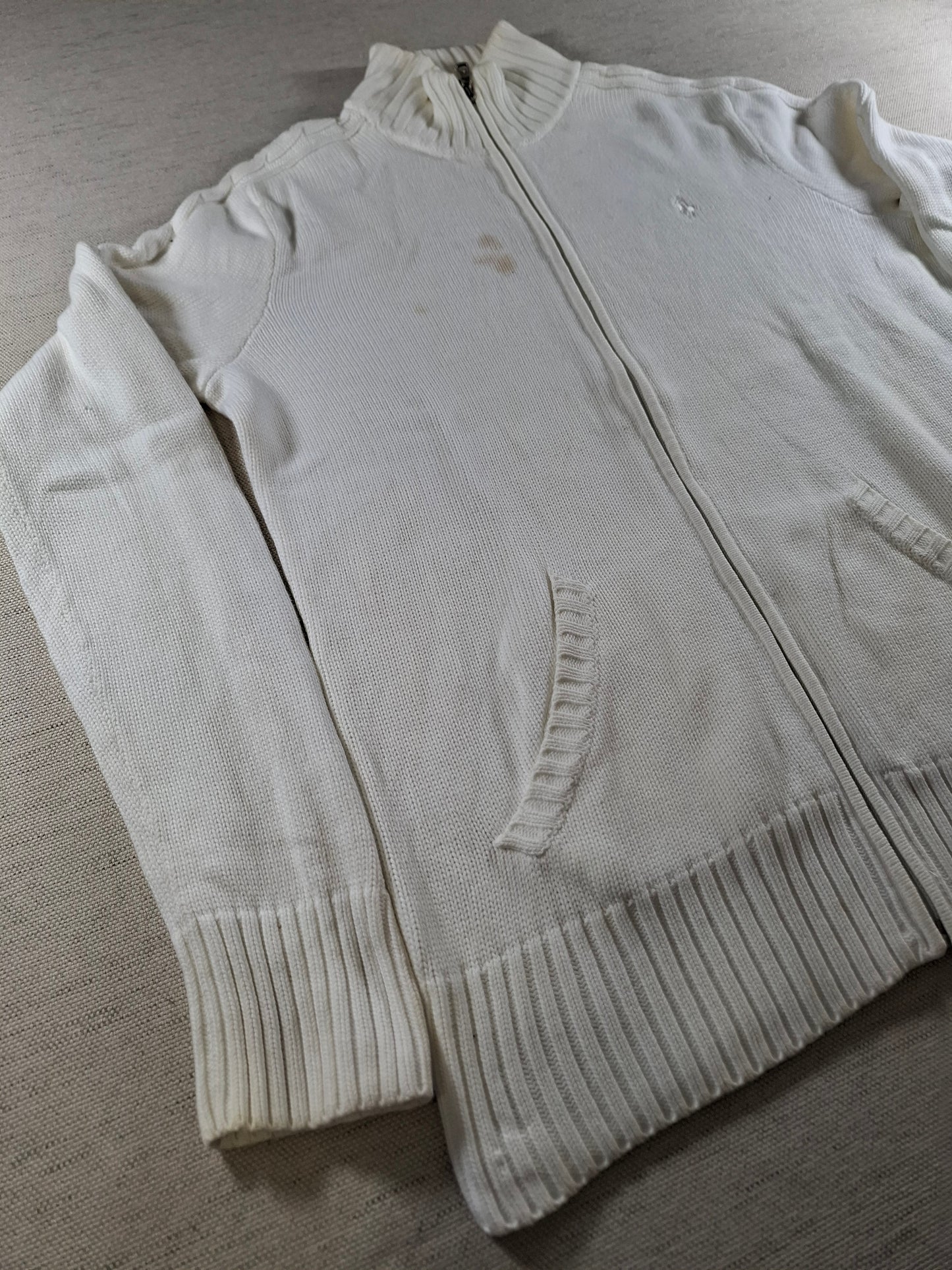 001470 – Polo Ralph Lauren Full-Zip Sweater – White, Size M