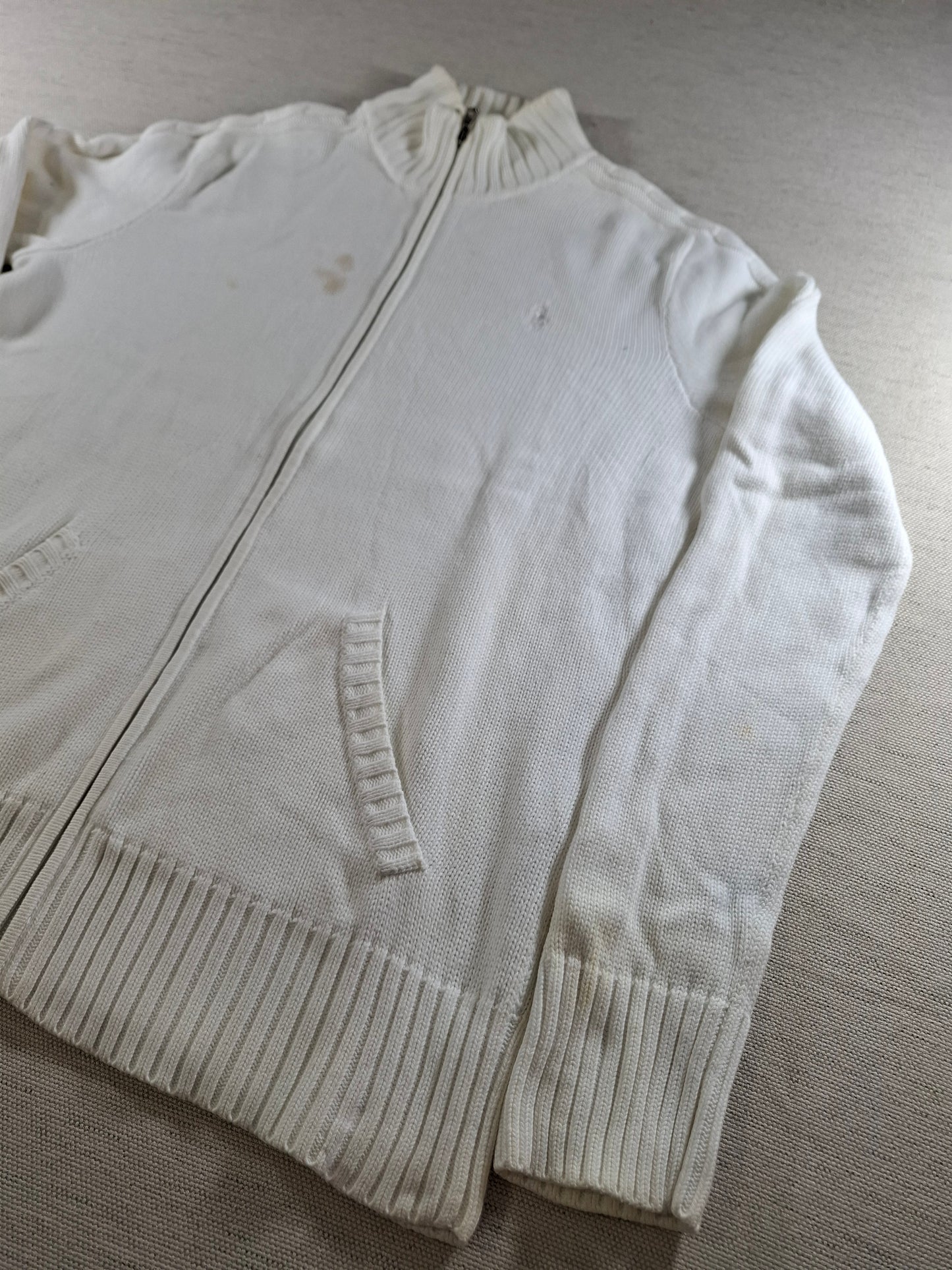 001470 – Polo Ralph Lauren Full-Zip Sweater – White, Size M