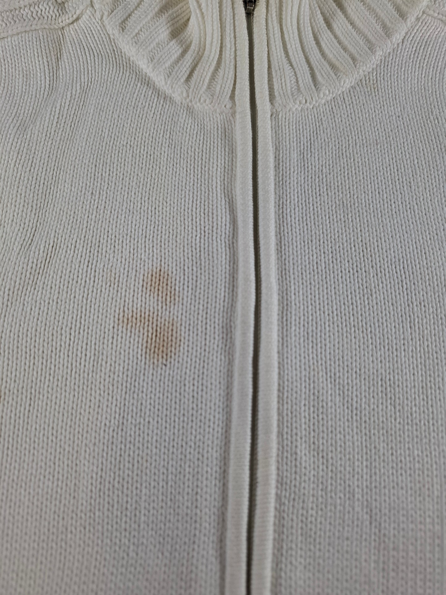 001470 – Polo Ralph Lauren Full-Zip Sweater – White, Size M