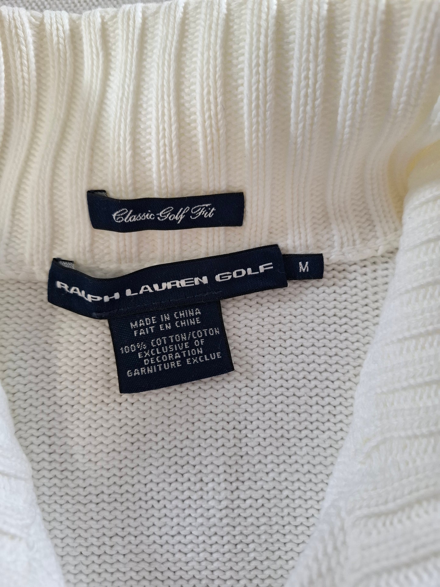 001470 – Polo Ralph Lauren Full-Zip Sweater – White, Size M