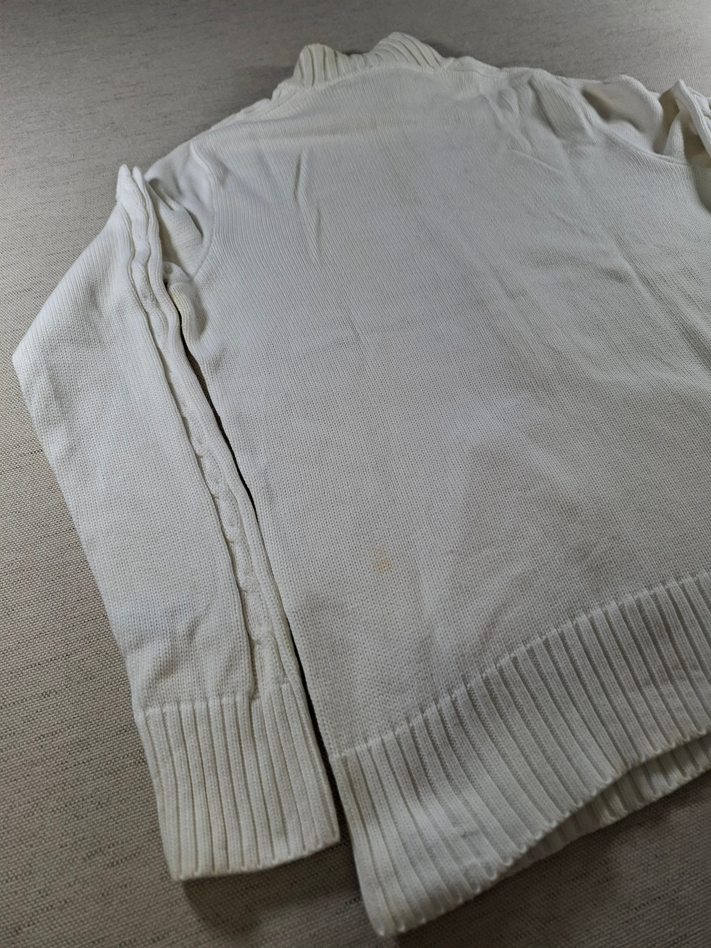 001470 – Polo Ralph Lauren Full-Zip Sweater – White, Size M