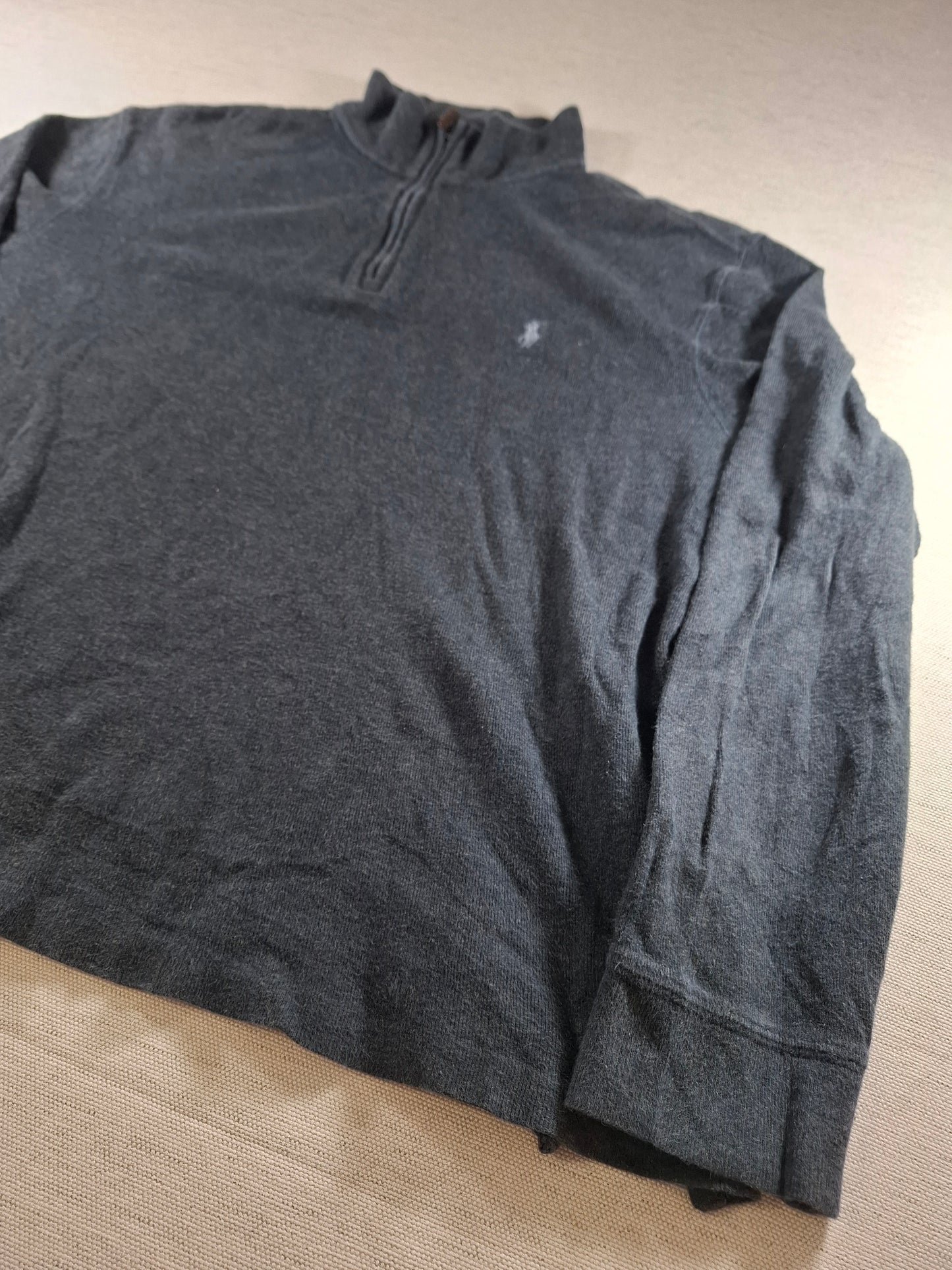 001472 – Polo Ralph Lauren Quarter-Zip Sweater – Charcoal, Size M