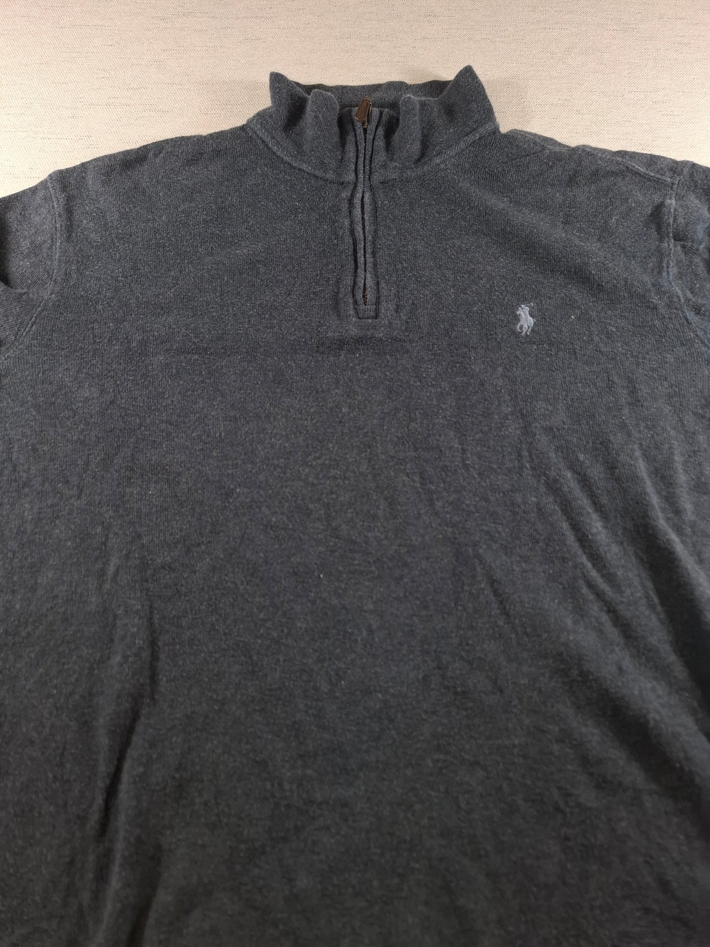 001472 – Polo Ralph Lauren Quarter-Zip Sweater – Charcoal, Size M