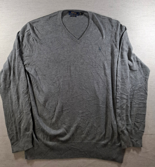 001473 – Polo Ralph Lauren V-neck Sweater – Grey, Size L