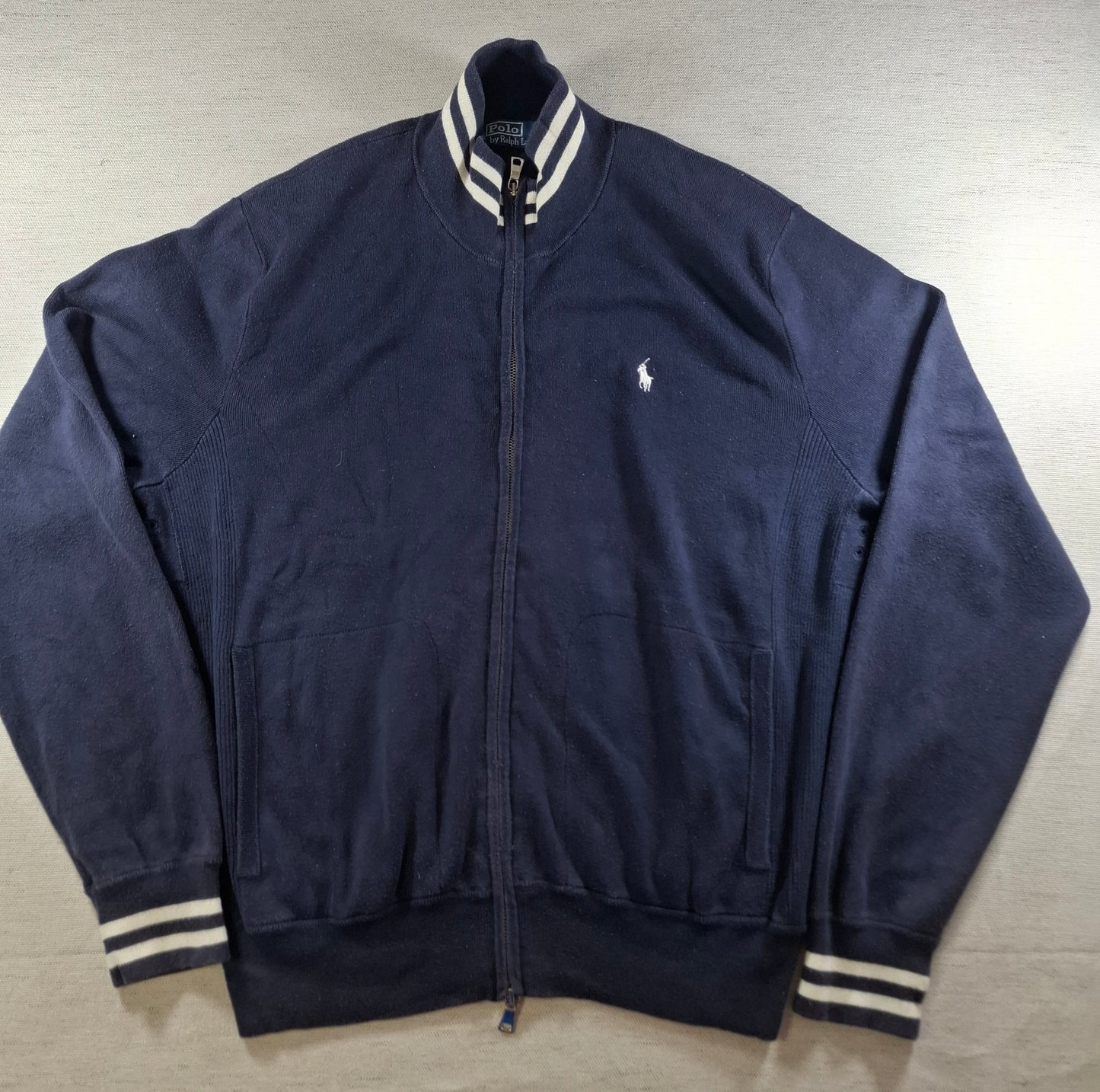 001482 – Polo Ralph Lauren Full-Zip Sweater – Navy, Size XL