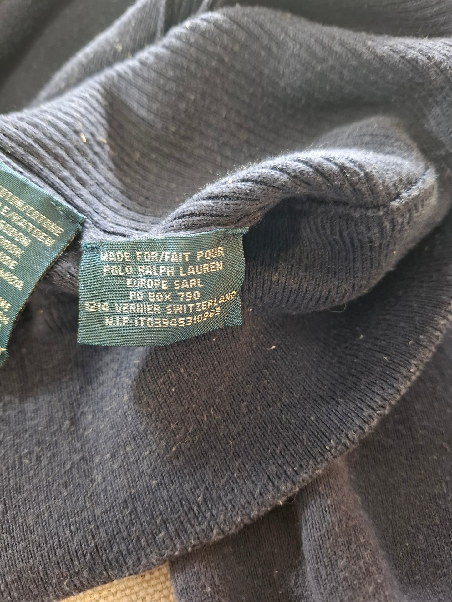 001482 – Polo Ralph Lauren Full-Zip Sweater – Navy, Size XL