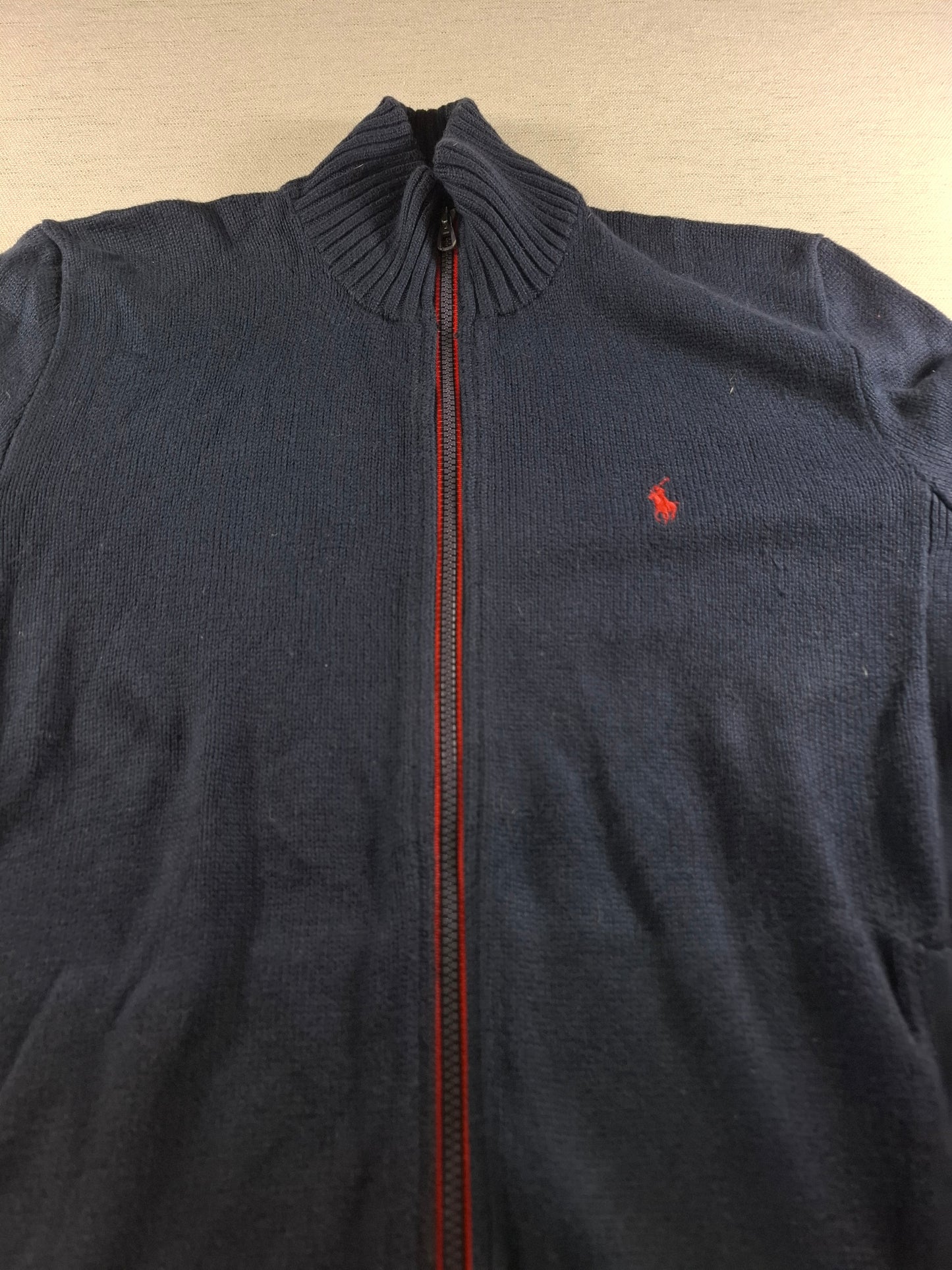 001483 – Polo Ralph Lauren Full-Zip Sweater – Navy, Size XS