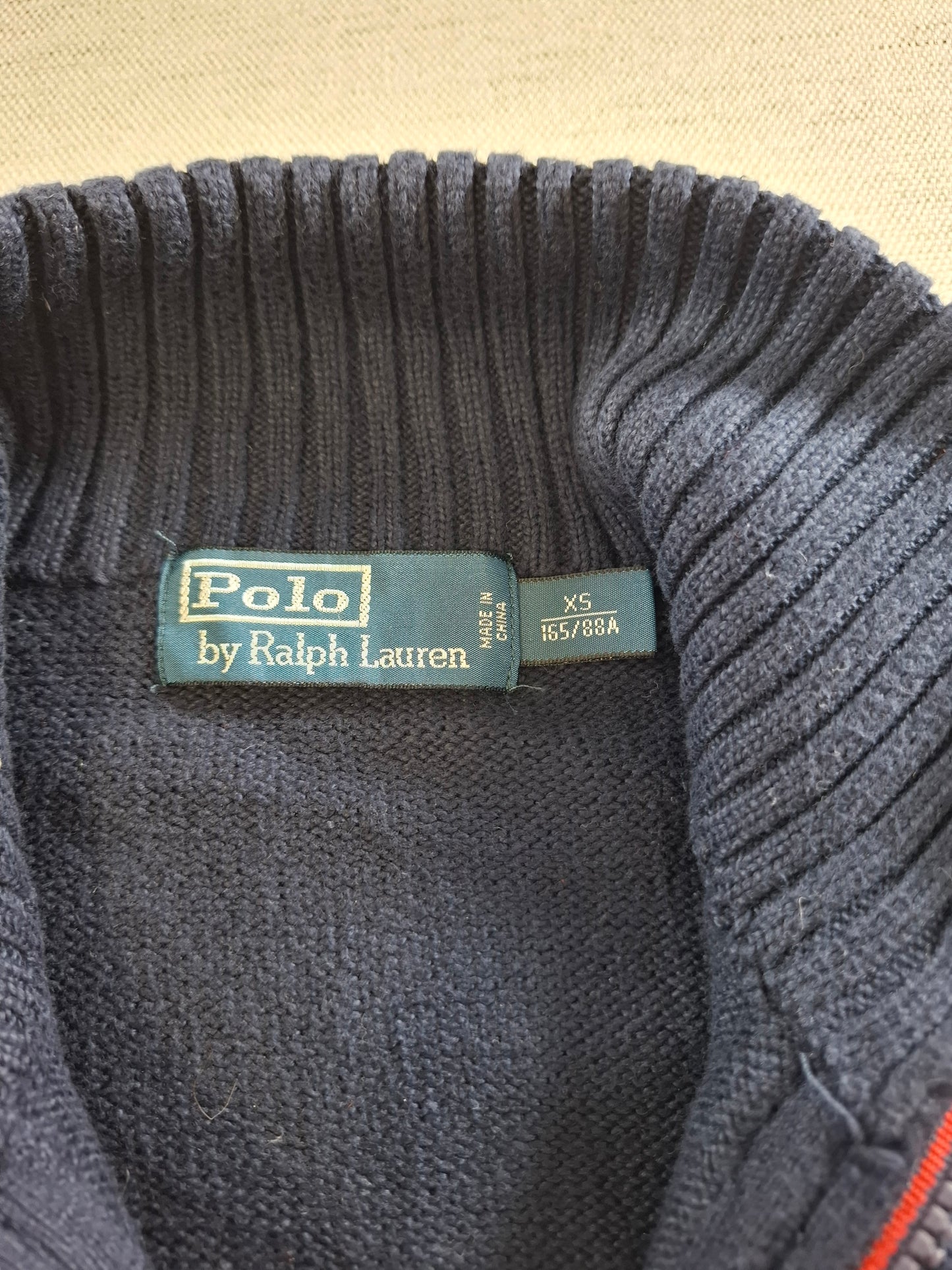 001483 – Polo Ralph Lauren Full-Zip Sweater – Navy, Size XS