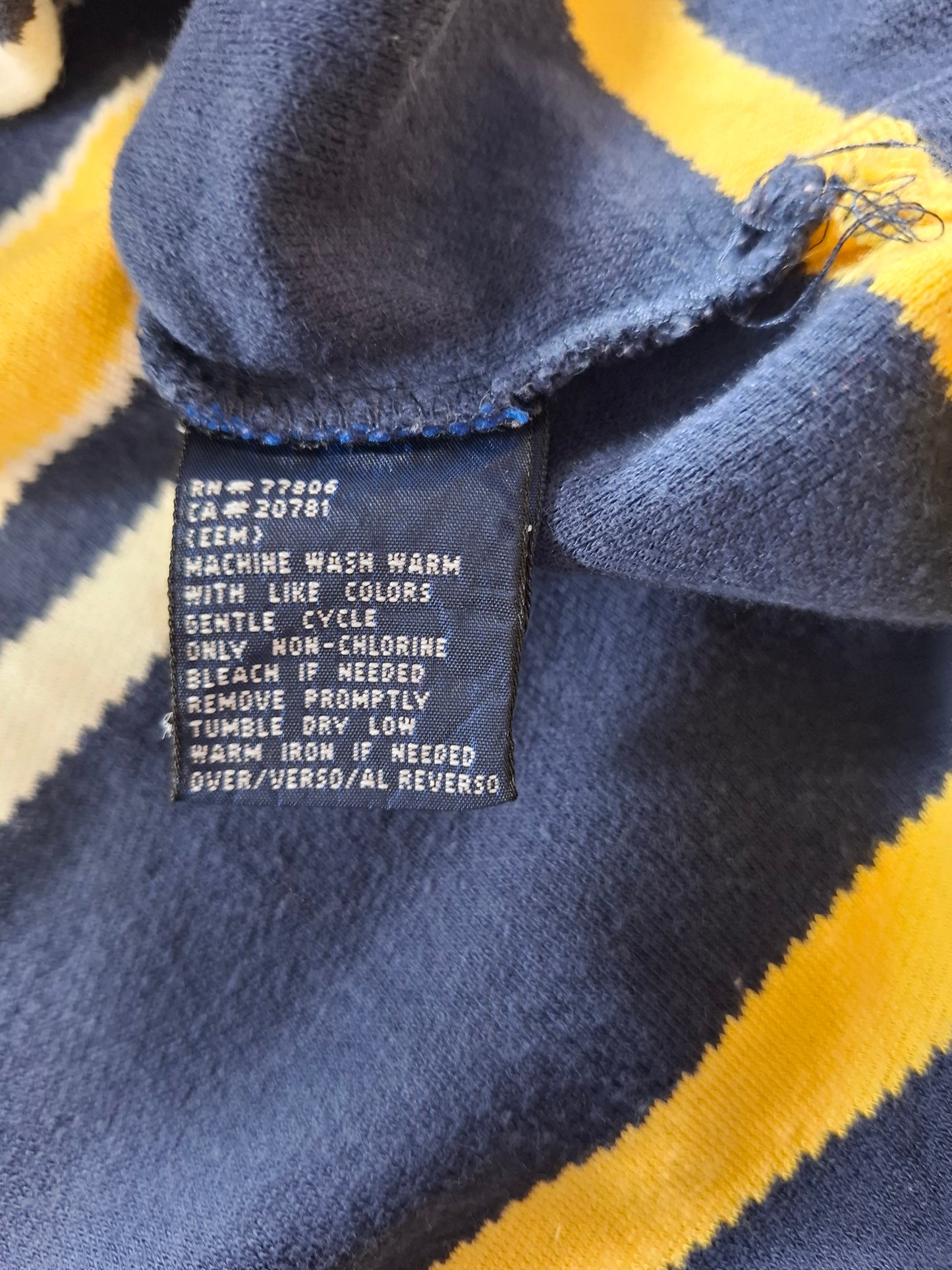 001486 – Tommy Hilfiger Polo Shirt – Yellow/White/Blue Stripe, Size XL