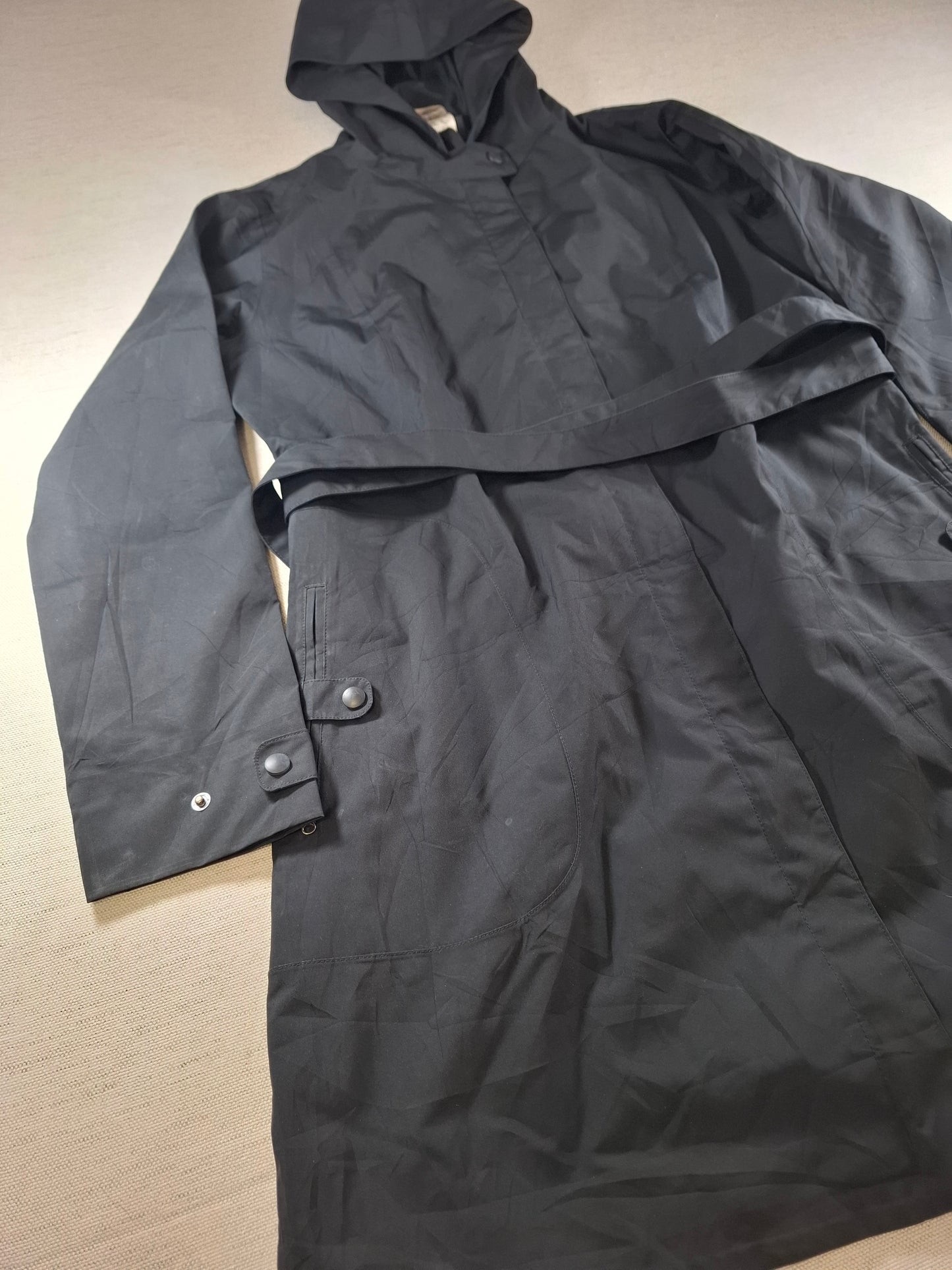 001487 – Patagonia Hooded Trench Coat / Parka (H2O water-resistant) – Black, Size VL