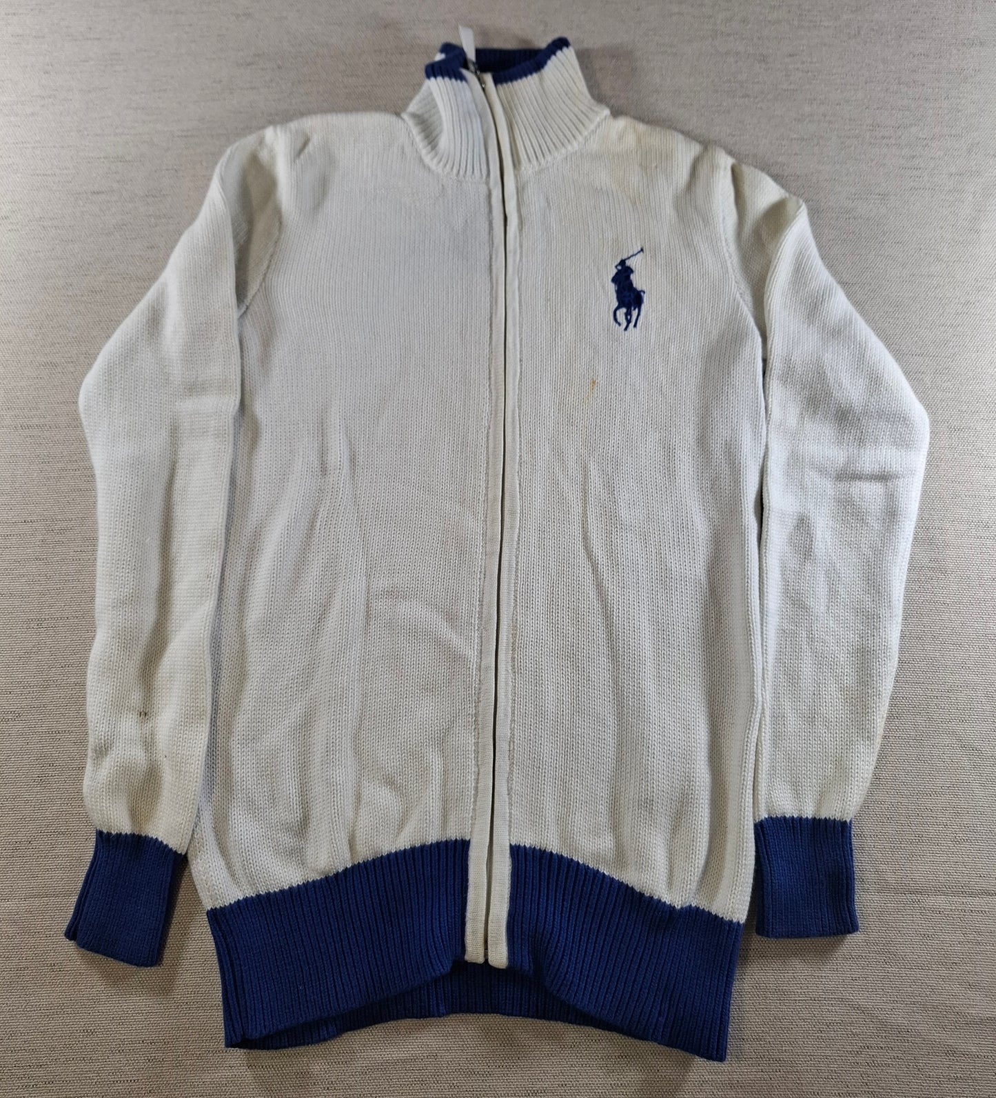 001494 – Polo Ralph Lauren Sweater – White/Blue, Size XS