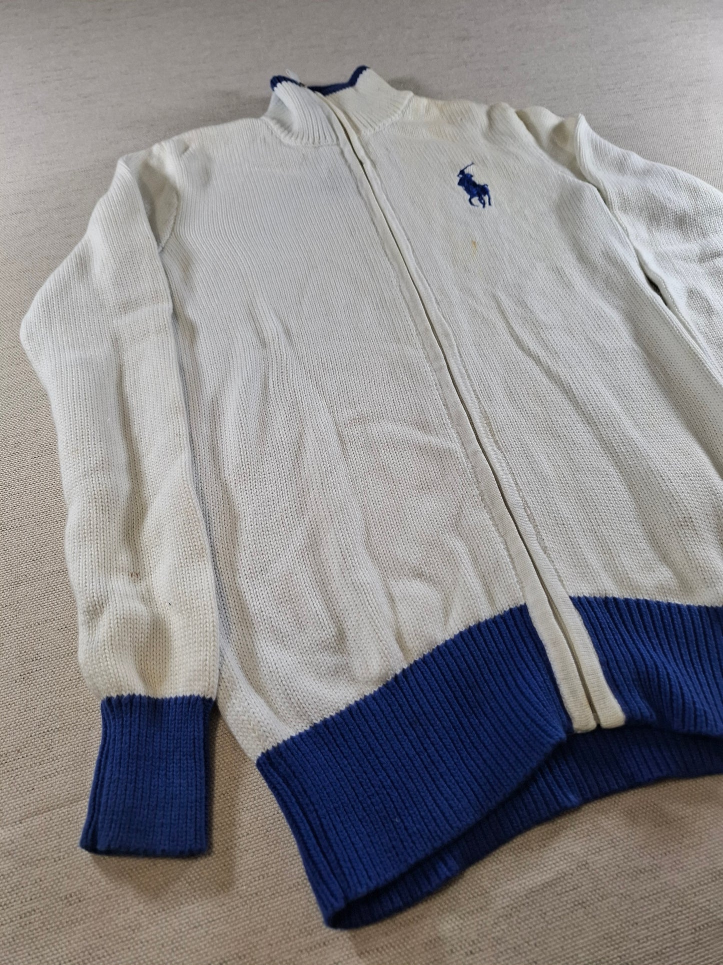 001494 – Polo Ralph Lauren Sweater – White/Blue, Size XS