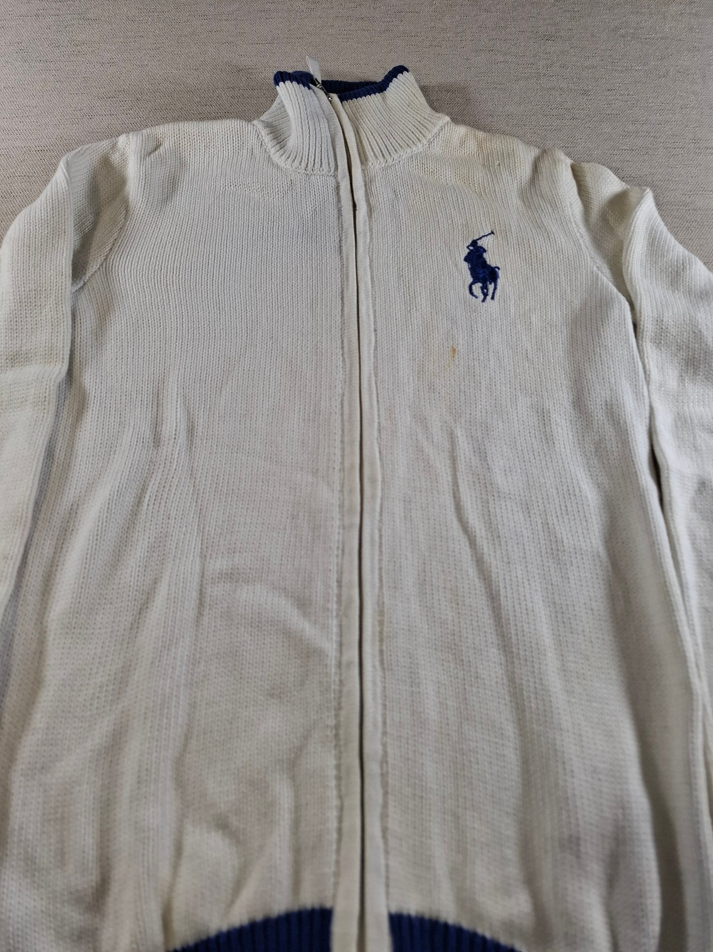 001494 – Polo Ralph Lauren Sweater – White/Blue, Size XS