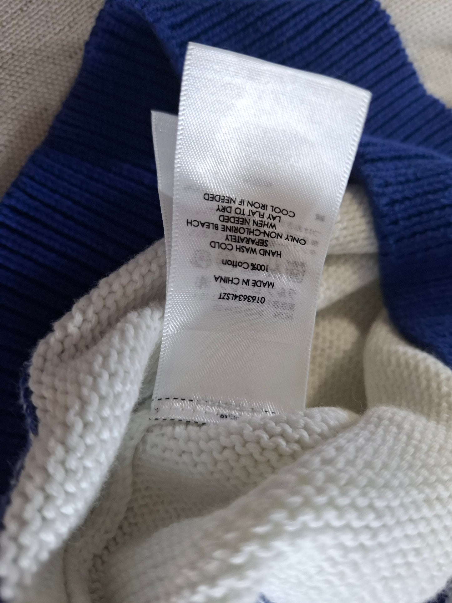 001494 – Polo Ralph Lauren Sweater – White/Blue, Size XS