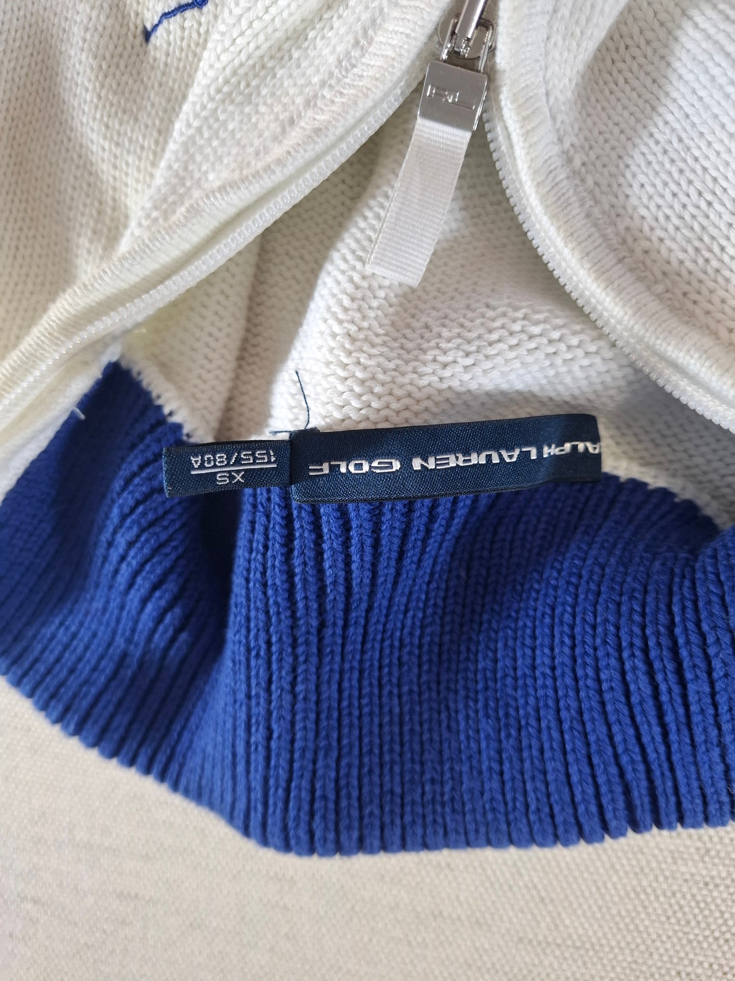 001494 – Polo Ralph Lauren Sweater – White/Blue, Size XS