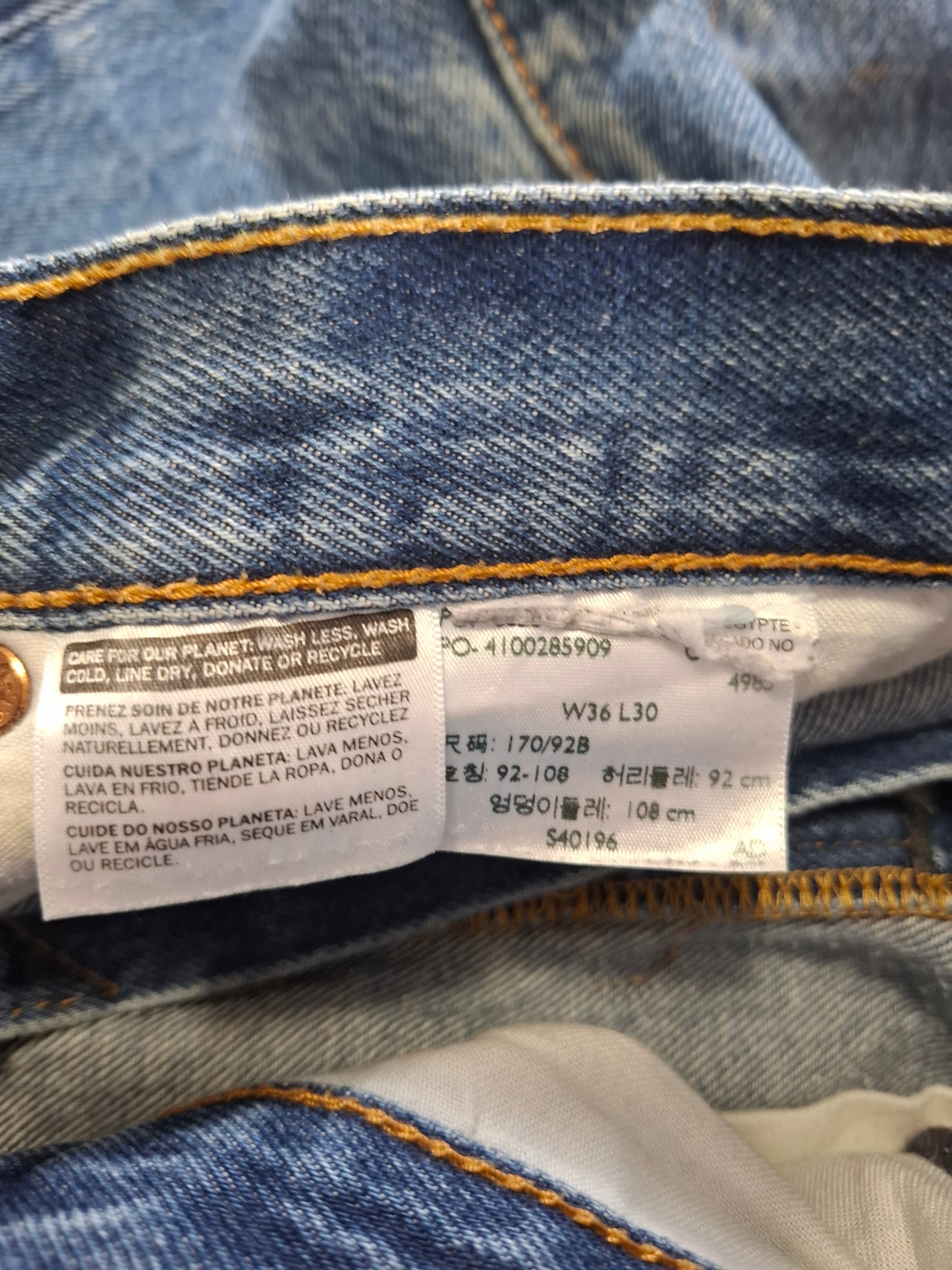 001513 – Levi's Jeans (501) – Blue, Size 36/30