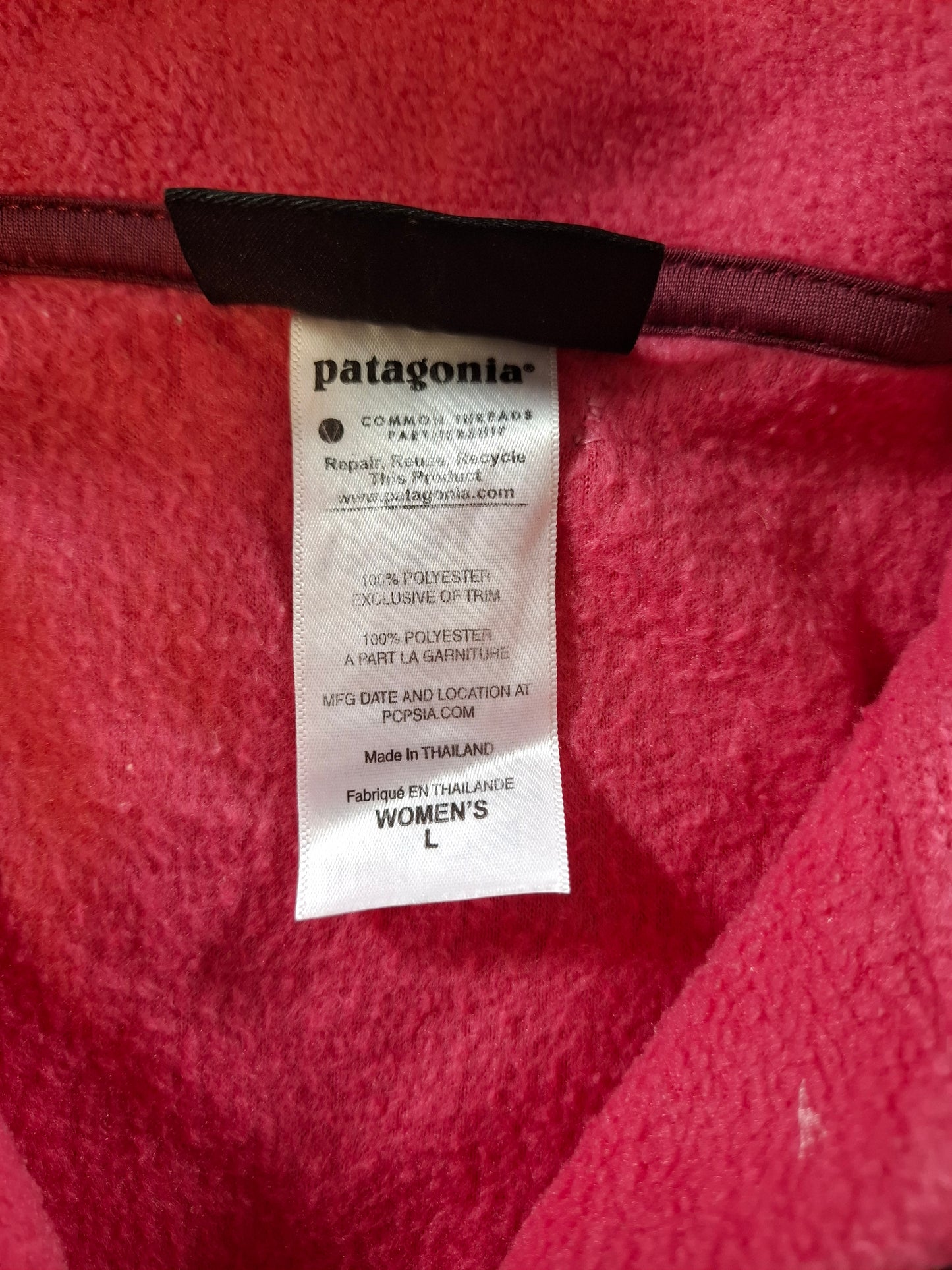 001506 – Patagonia Fleece Jacket – Pink, Size Women's L