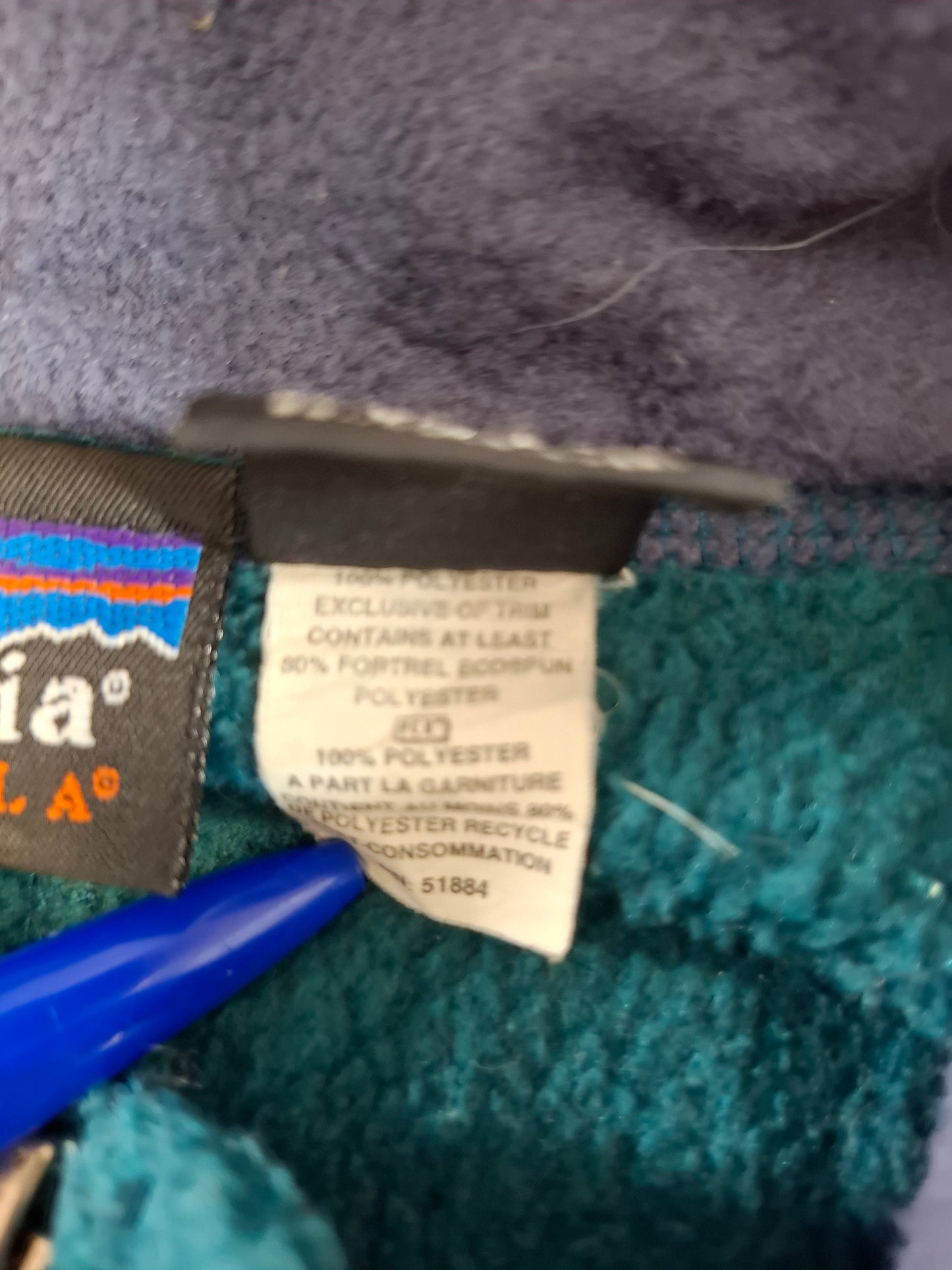 001540 – Patagonia Fleece Jacket (Synchilla) – Cream/Blue, Size XL