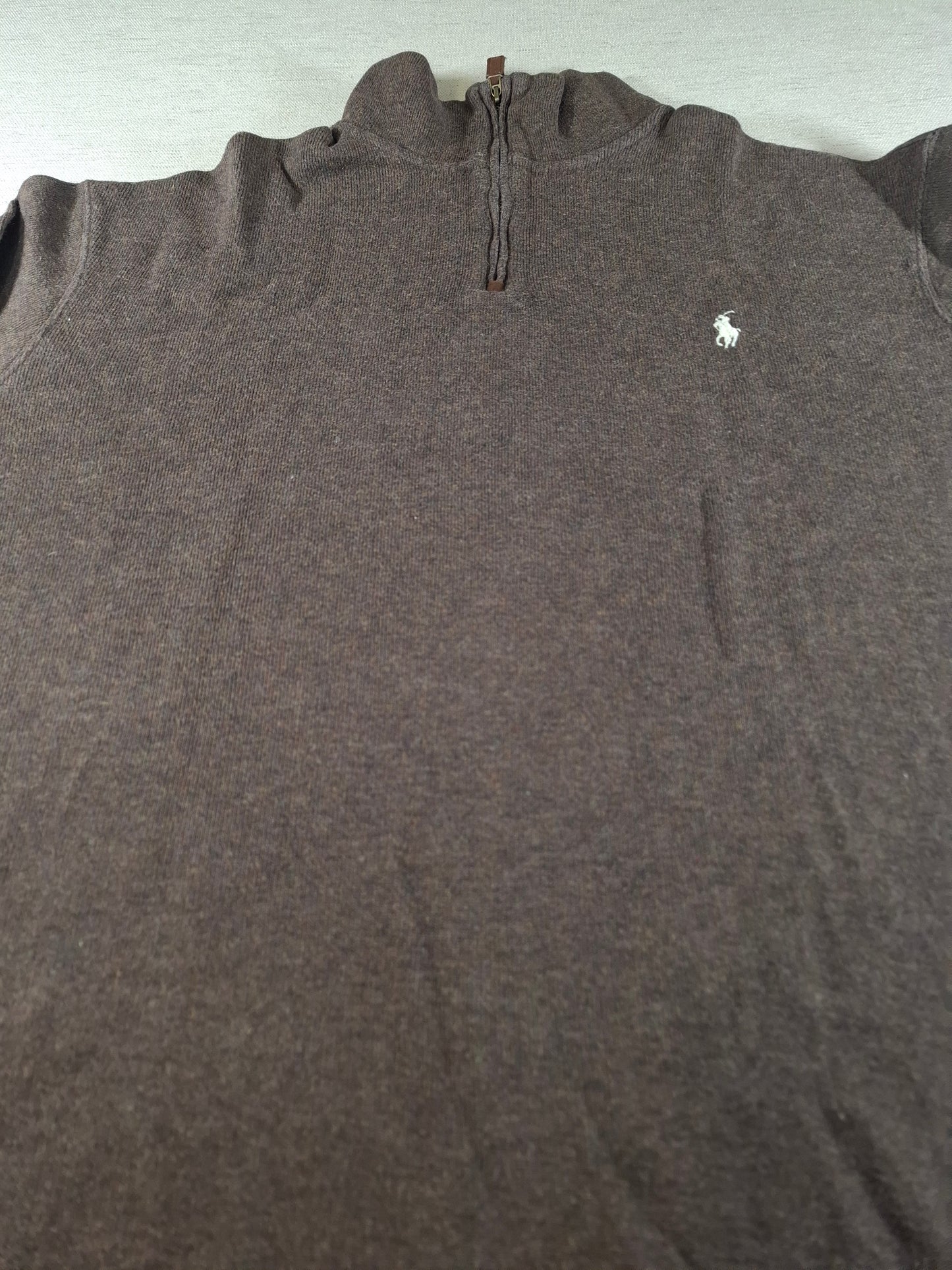 001563 – Polo Ralph Lauren Quarter-Zip Sweater – Brown, Size XXL