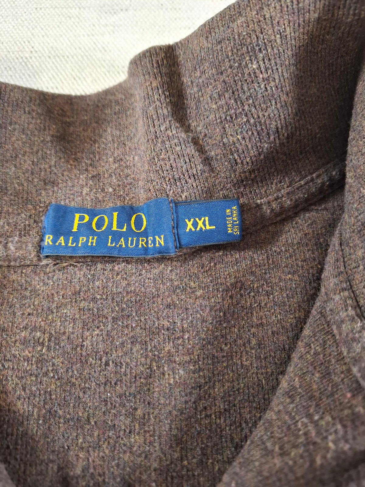 001563 – Polo Ralph Lauren Quarter-Zip Sweater – Brown, Size XXL