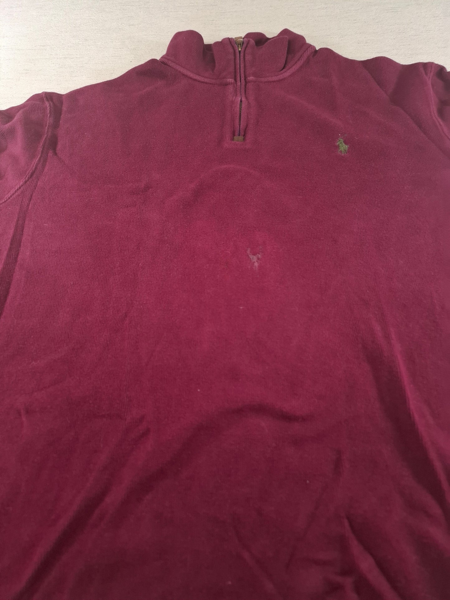 001573 – Polo Ralph Lauren Quarter-Zip Sweater – Burgundy Red, Size XXL