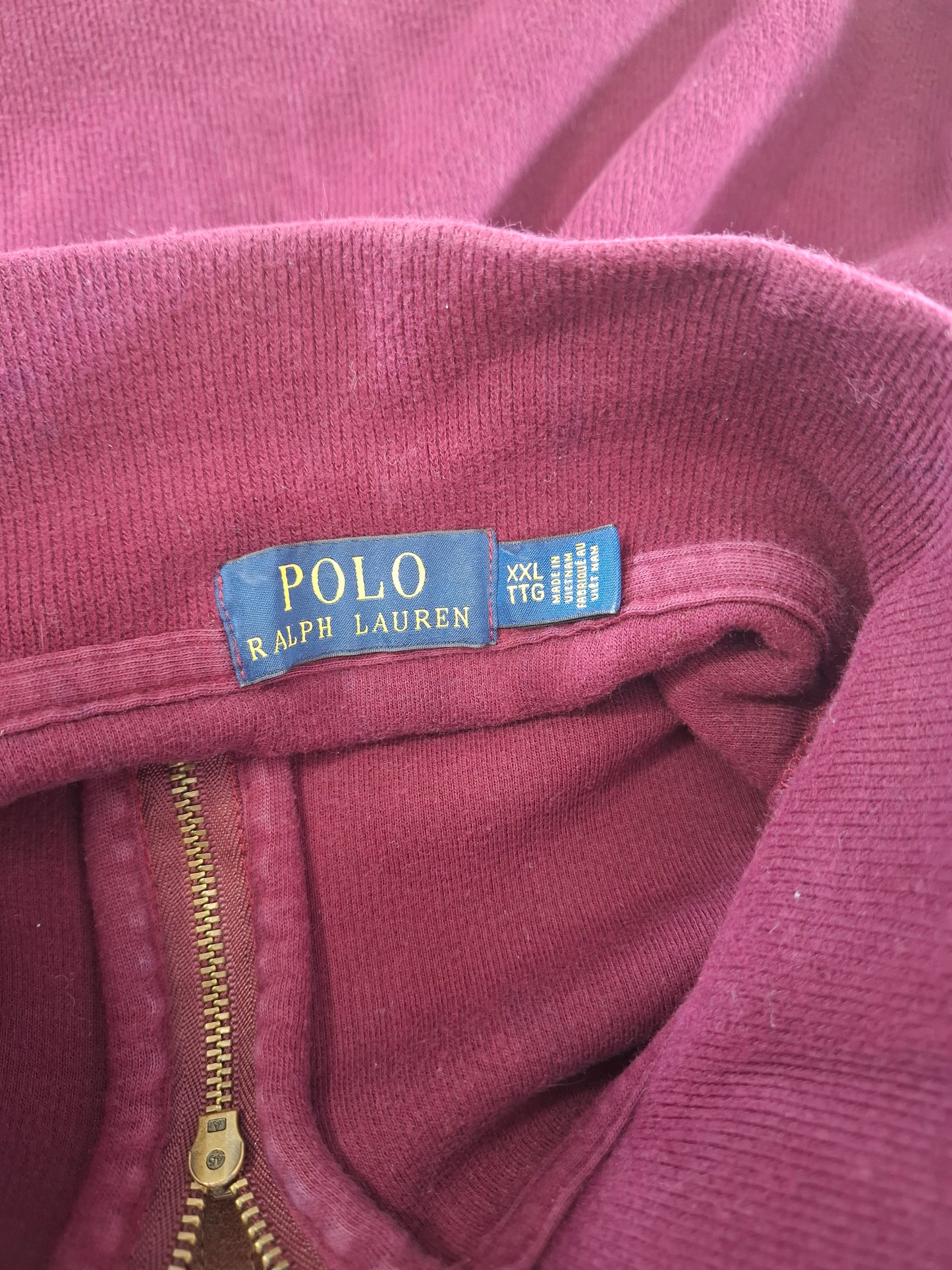 001573 – Polo Ralph Lauren Quarter-Zip Sweater – Burgundy Red, Size XXL