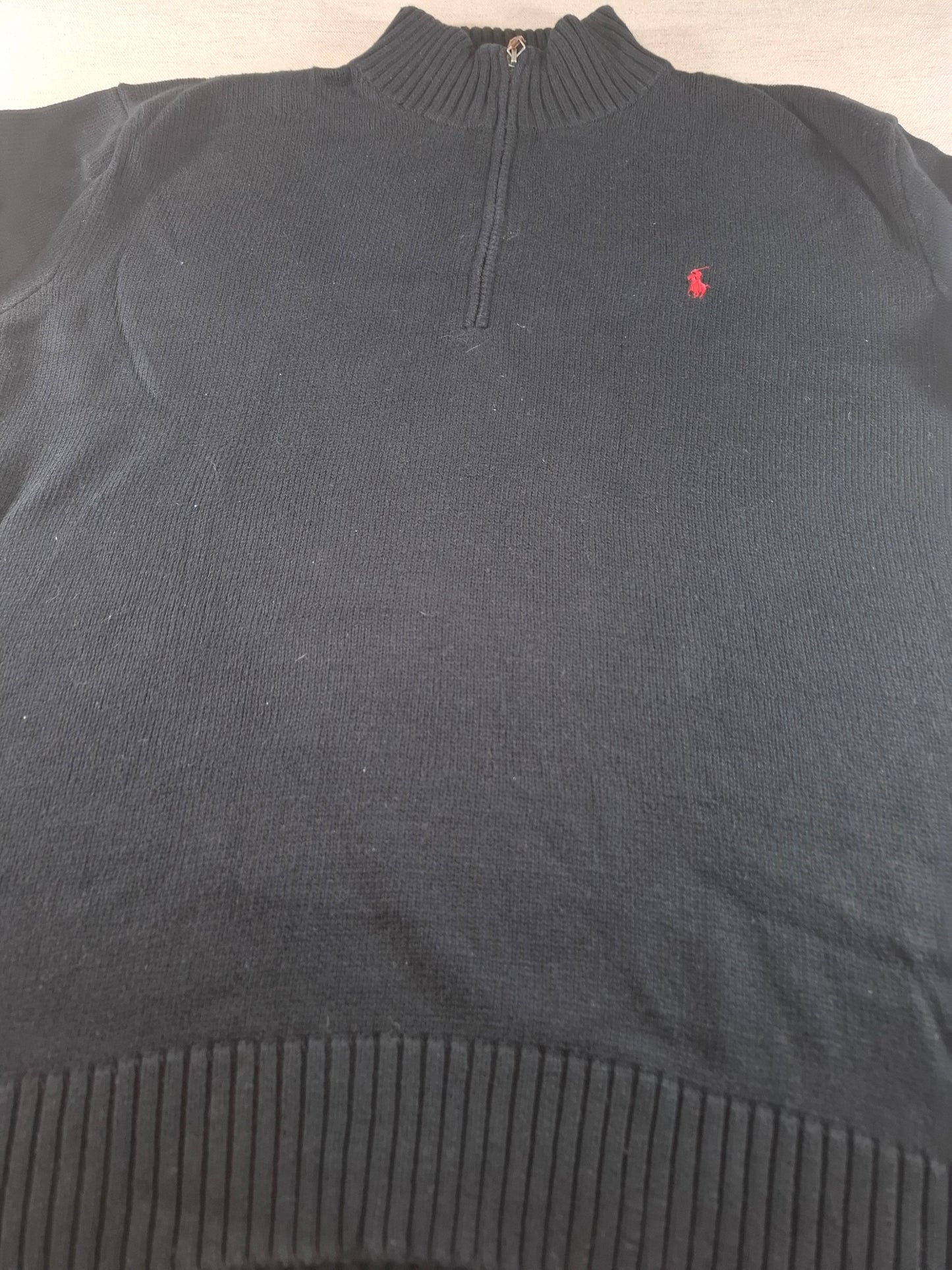 001574 – Polo Ralph Lauren Quarter-Zip Sweater – Black, Size XXL