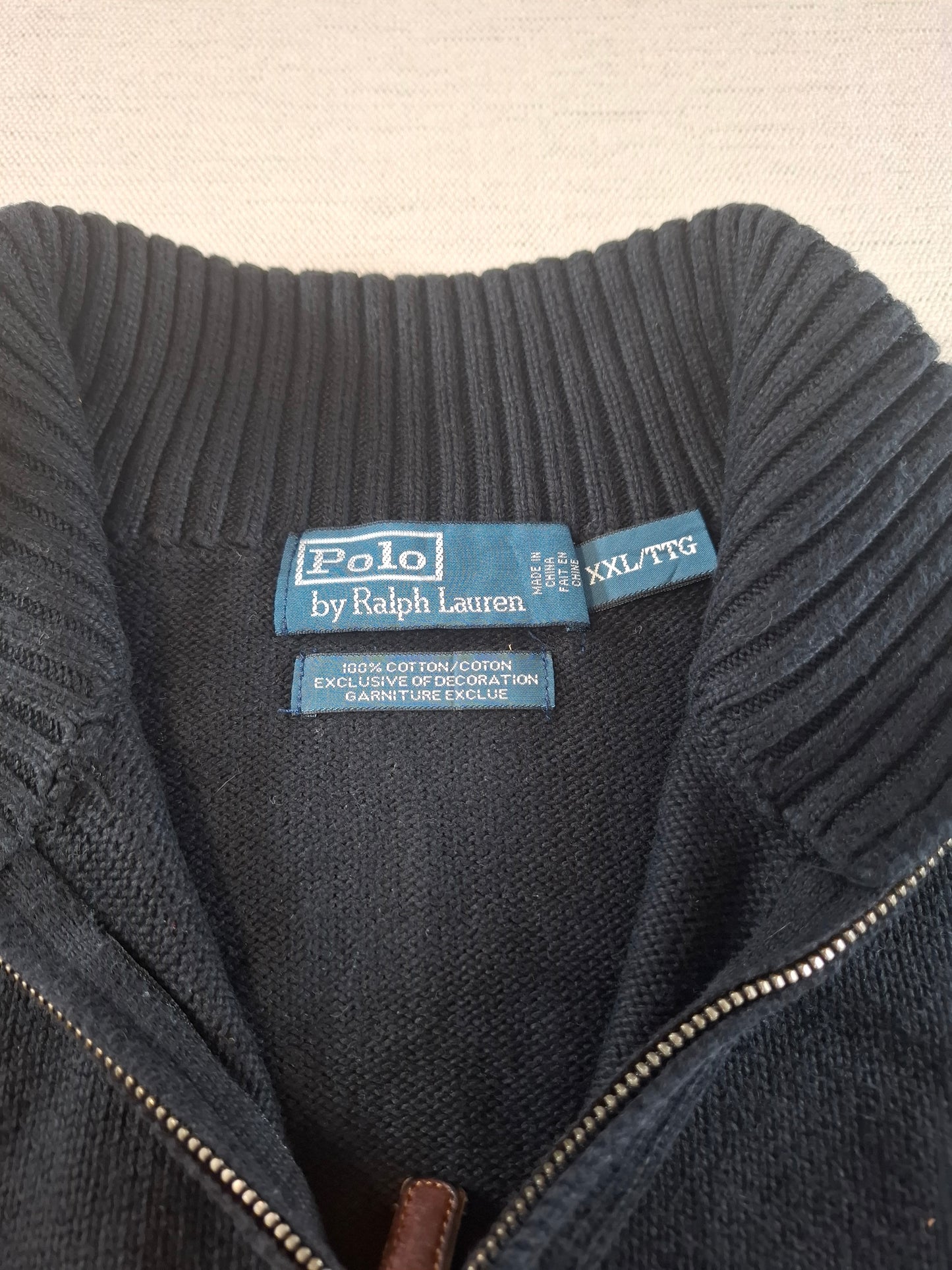 001574 – Polo Ralph Lauren Quarter-Zip Sweater – Black, Size XXL