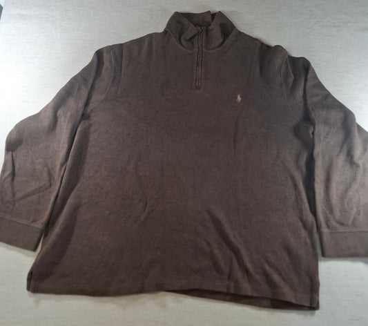 001575 – Polo Ralph Lauren Quarter-Zip Sweater – Brown, Size XXL