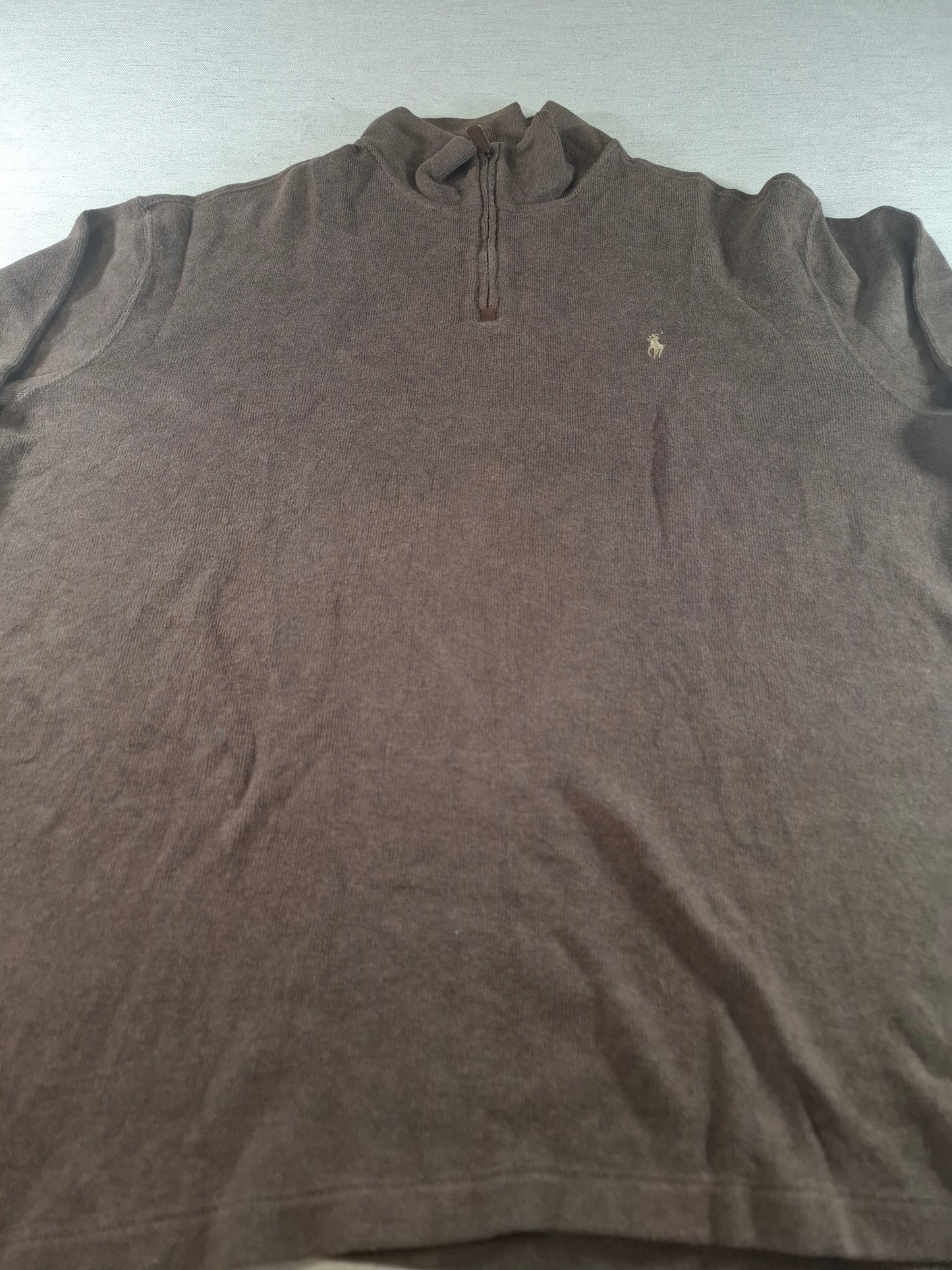 001575 – Polo Ralph Lauren Quarter-Zip Sweater – Brown, Size XXL