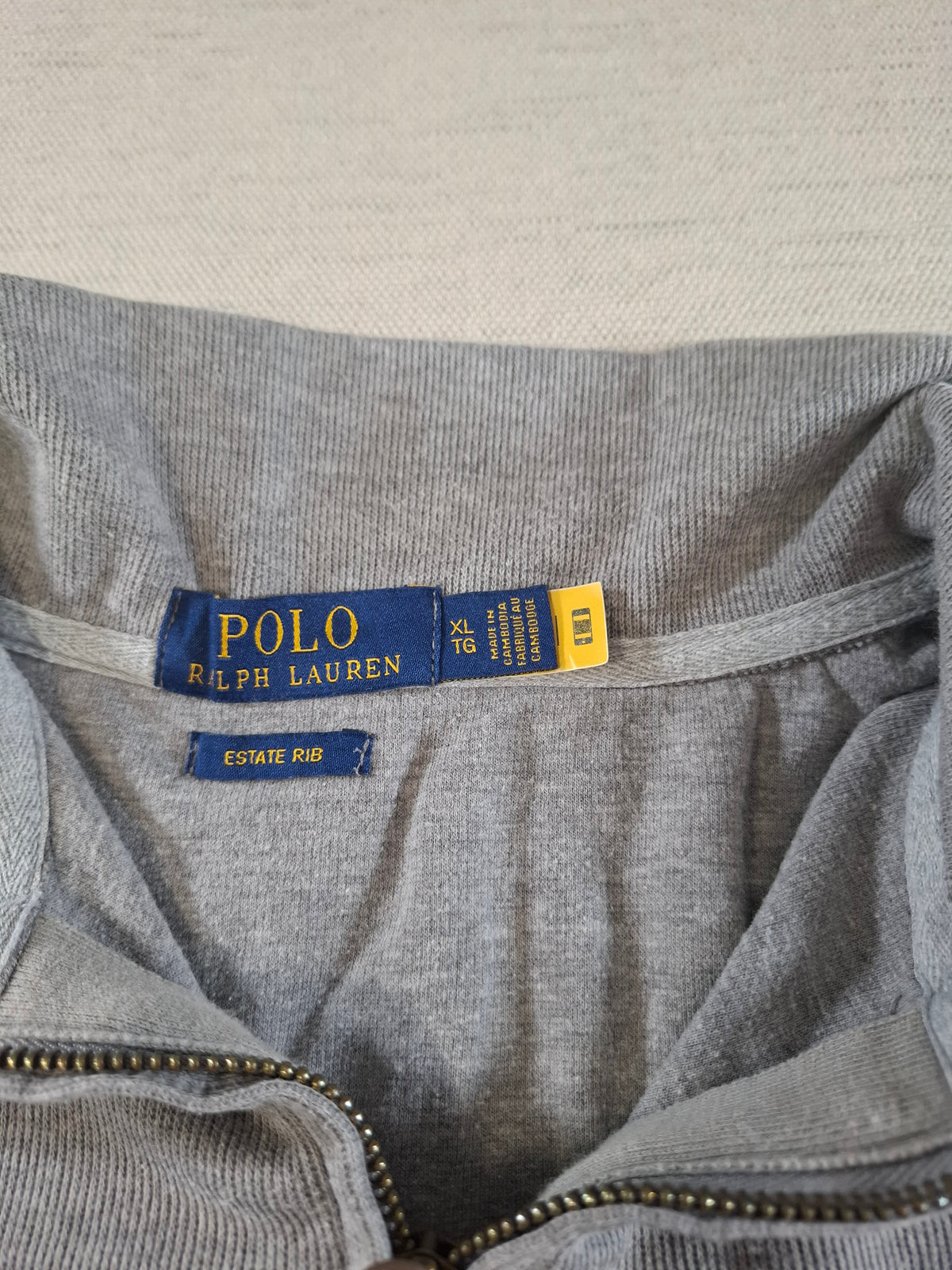 001576 – Polo Ralph Lauren Quarter-Zip Sweater – Grey, Size XL