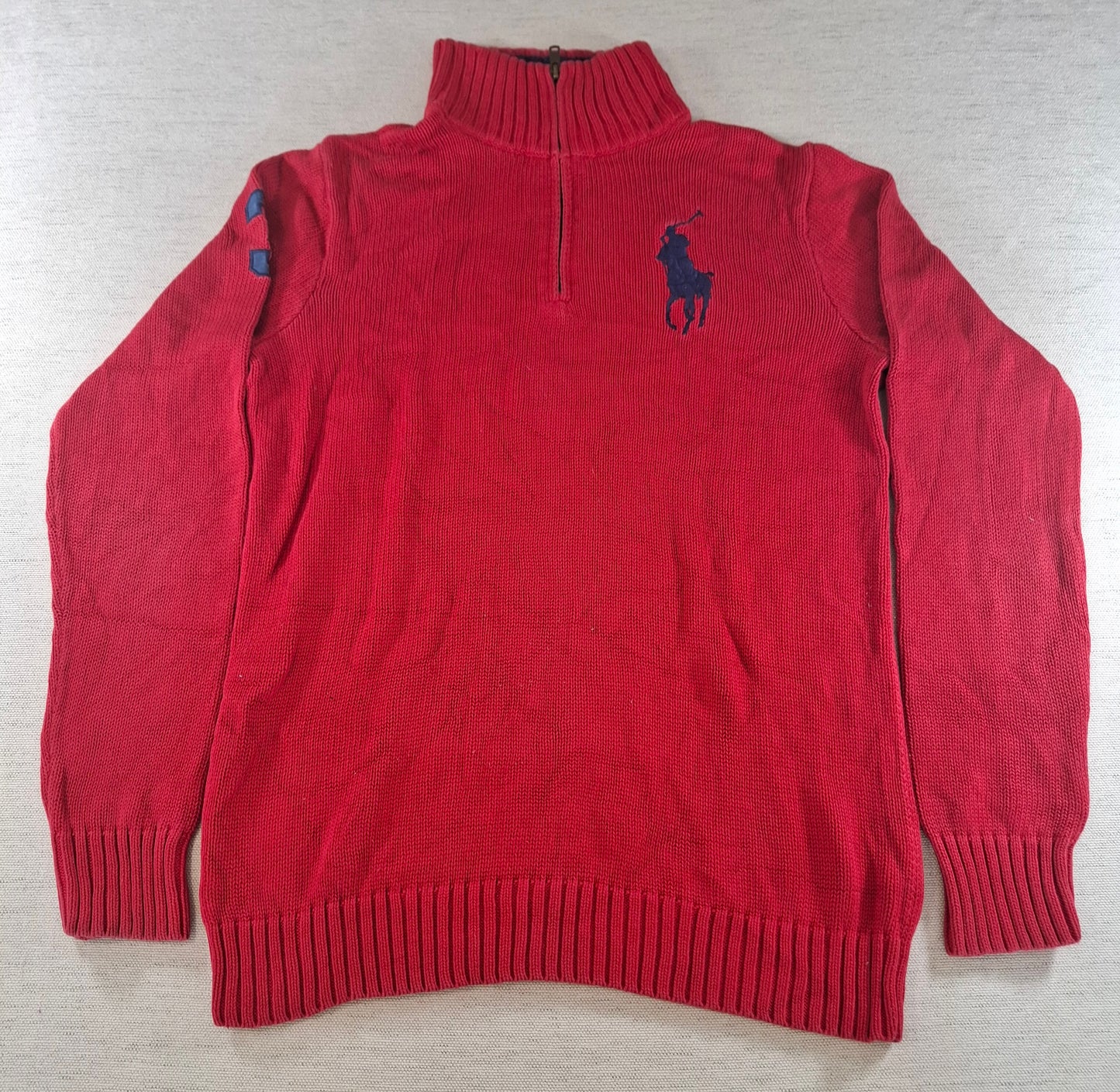 001577 – Polo Ralph Lauren Quarter-Zip Sweater – Red, Size XL