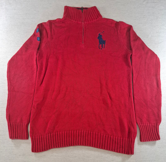 001577 – Polo Ralph Lauren Quarter-Zip Sweater – Red, Size XL