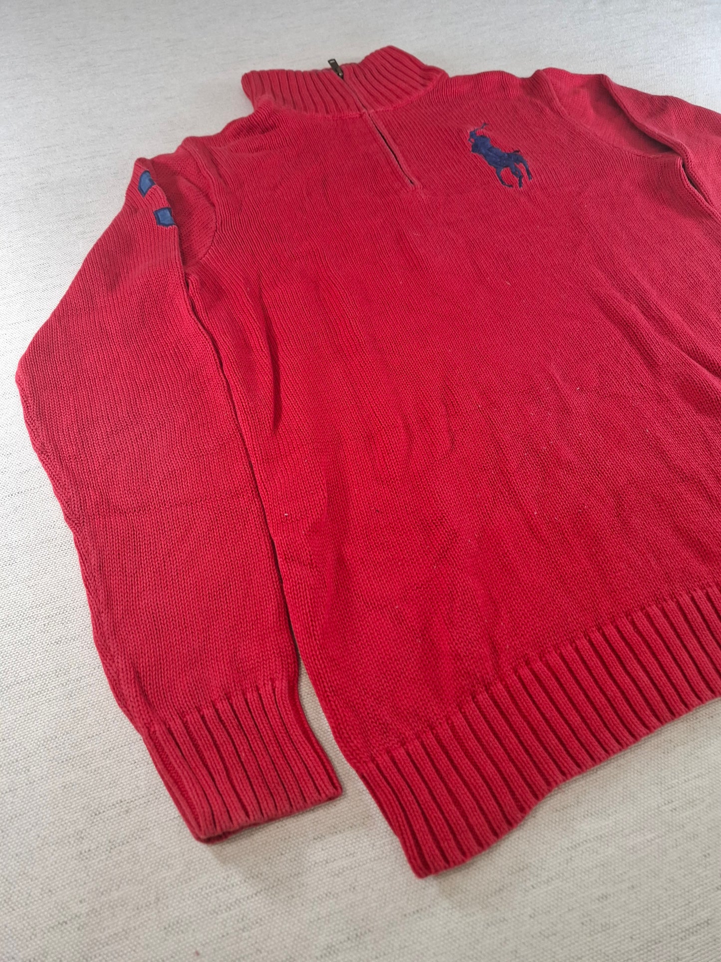 001577 – Polo Ralph Lauren Quarter-Zip Sweater – Red, Size XL