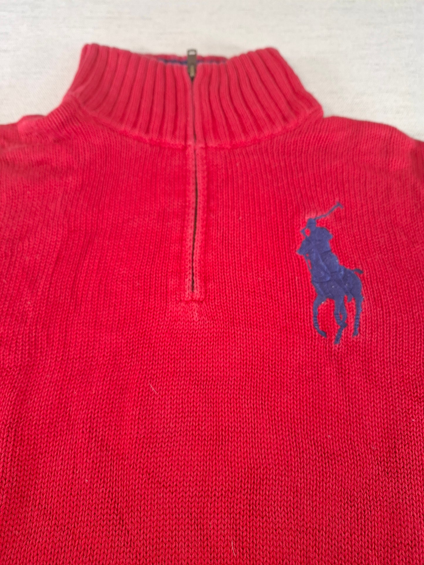 001577 – Polo Ralph Lauren Quarter-Zip Sweater – Red, Size XL