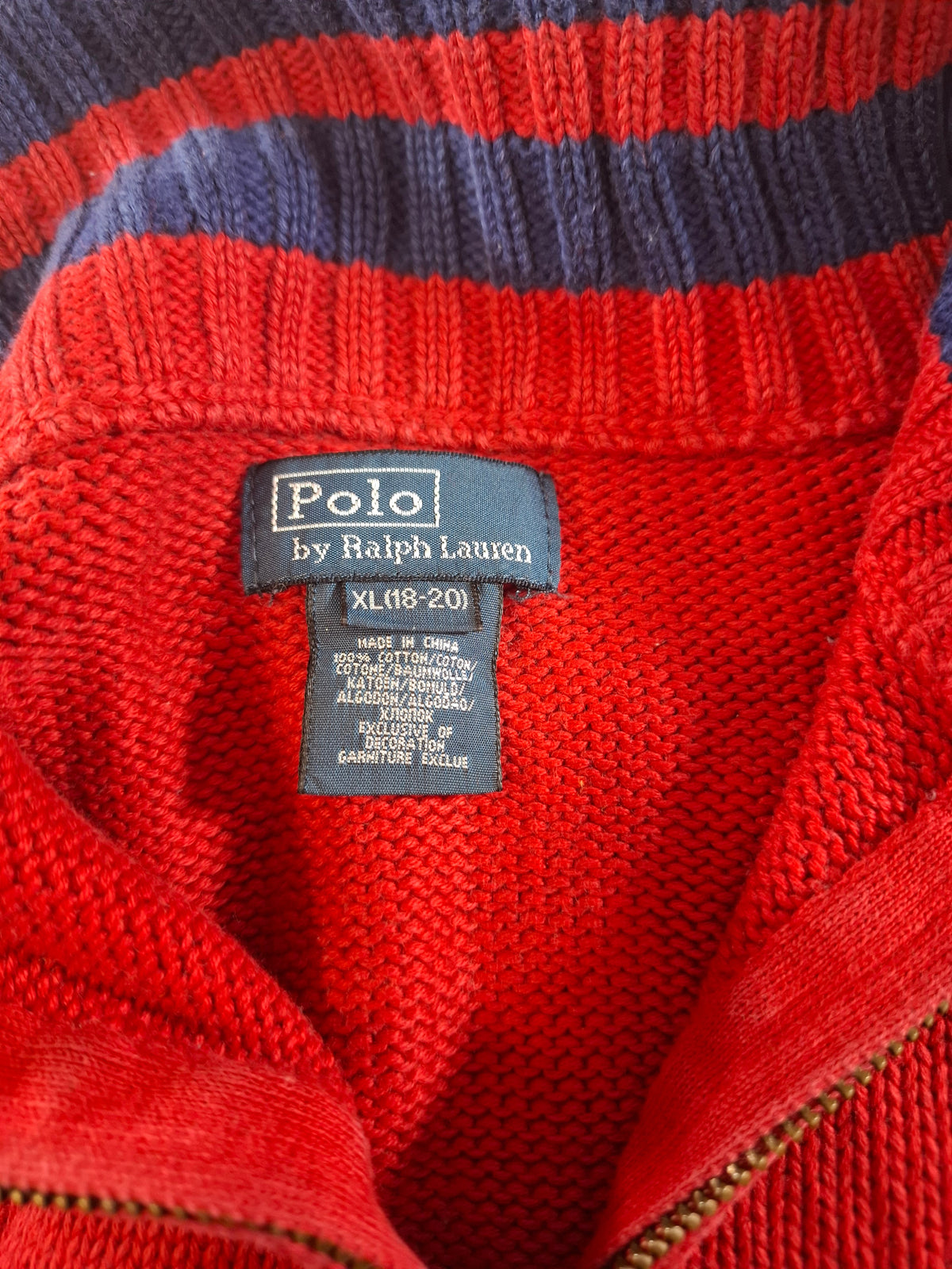 001577 – Polo Ralph Lauren Quarter-Zip Sweater – Red, Size XL