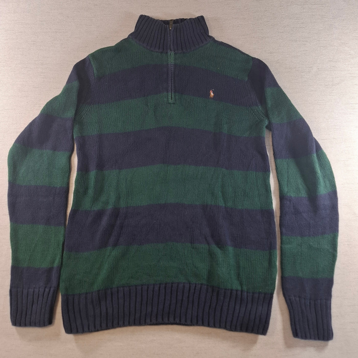 001578 – Polo Ralph Lauren 1/4 Zip Pullover – Blue/Green, Size L FOR BOYS (18/20YRS)