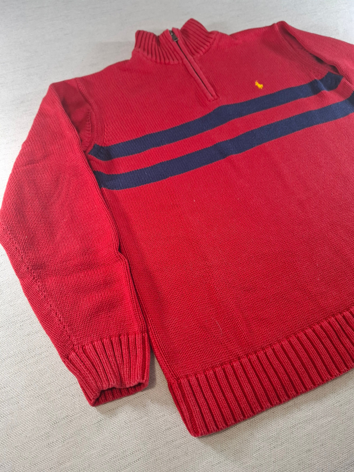001579 – Polo Ralph Lauren 1/4 Zip Pullover – Red/Blue, Size L