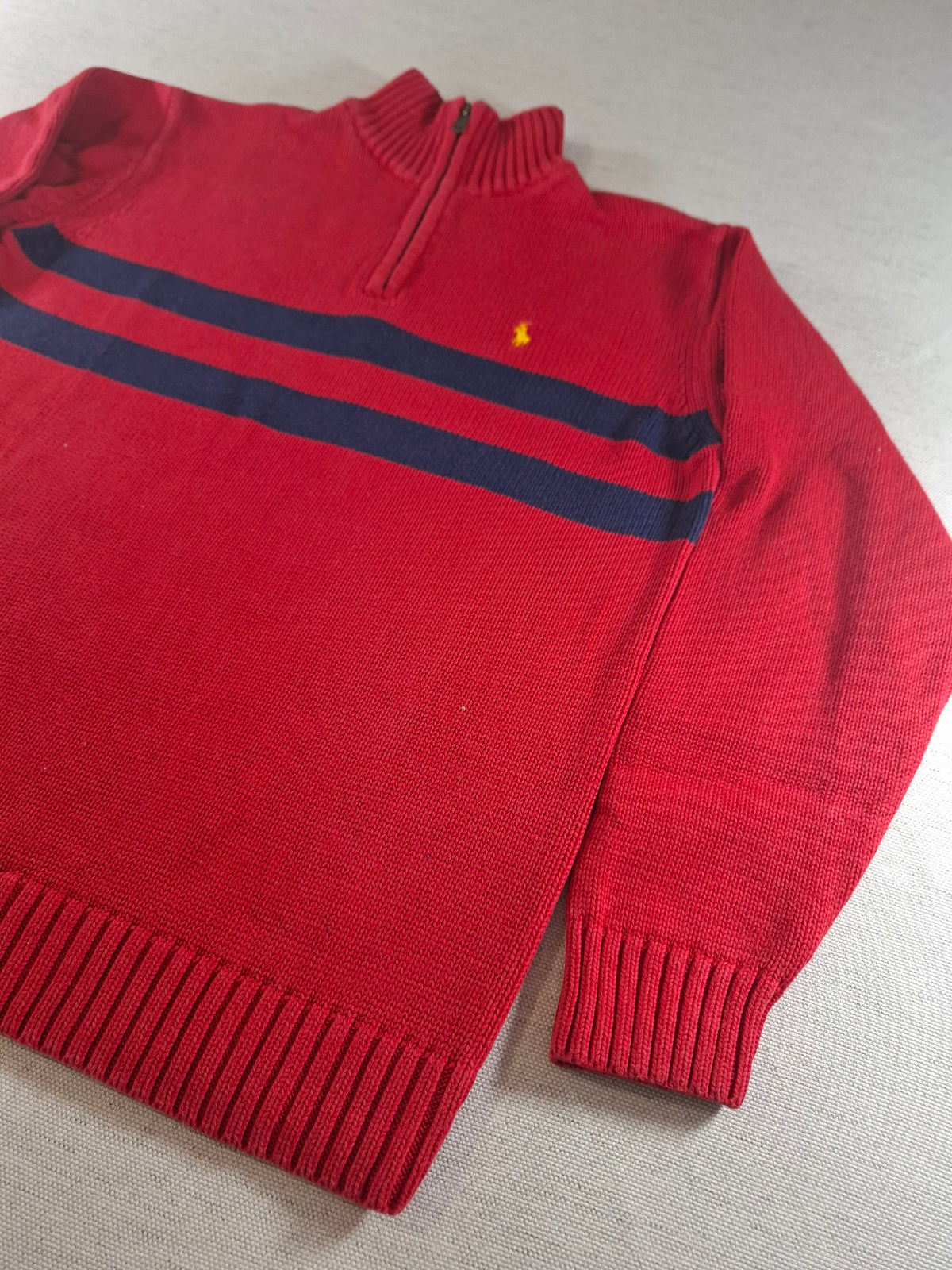 001579 – Polo Ralph Lauren 1/4 Zip Pullover – Red/Blue, Size L