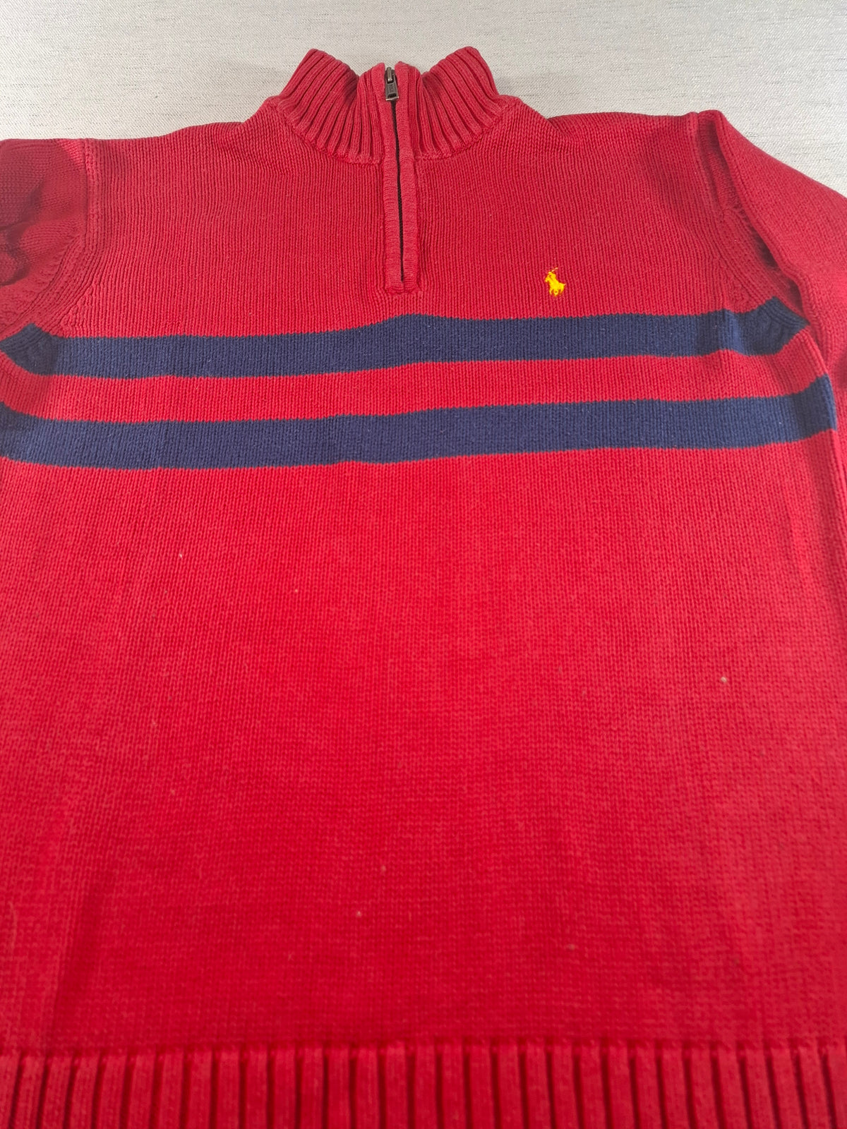 001579 – Polo Ralph Lauren 1/4 Zip Pullover – Red/Blue, Size L